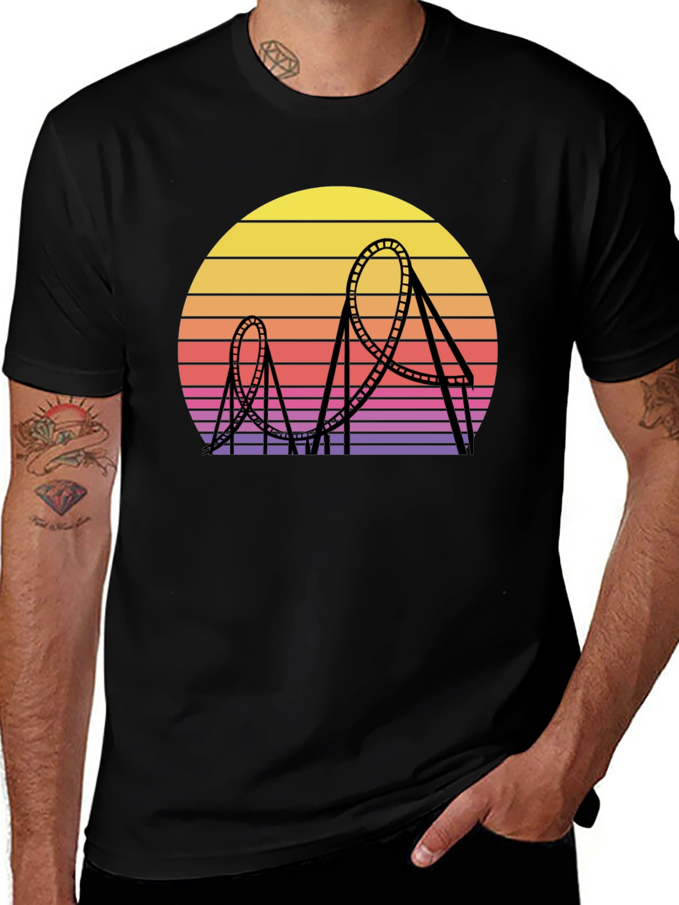 Variant 8 of Retro Roller Coaster Sunset Graphic Tee