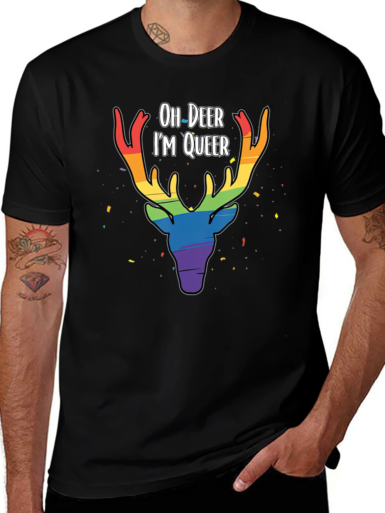 Oh-Deer I'm Queer T-Shirt - LGBTQ+ Pride Rainbow Deer