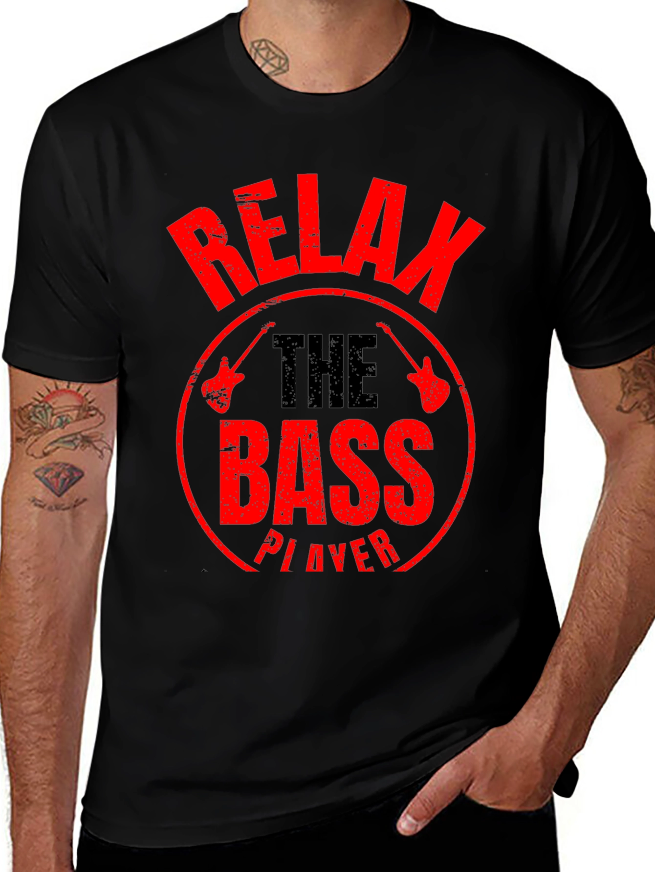 Variant 8 of Relax The Bass Player Black T-Shirt