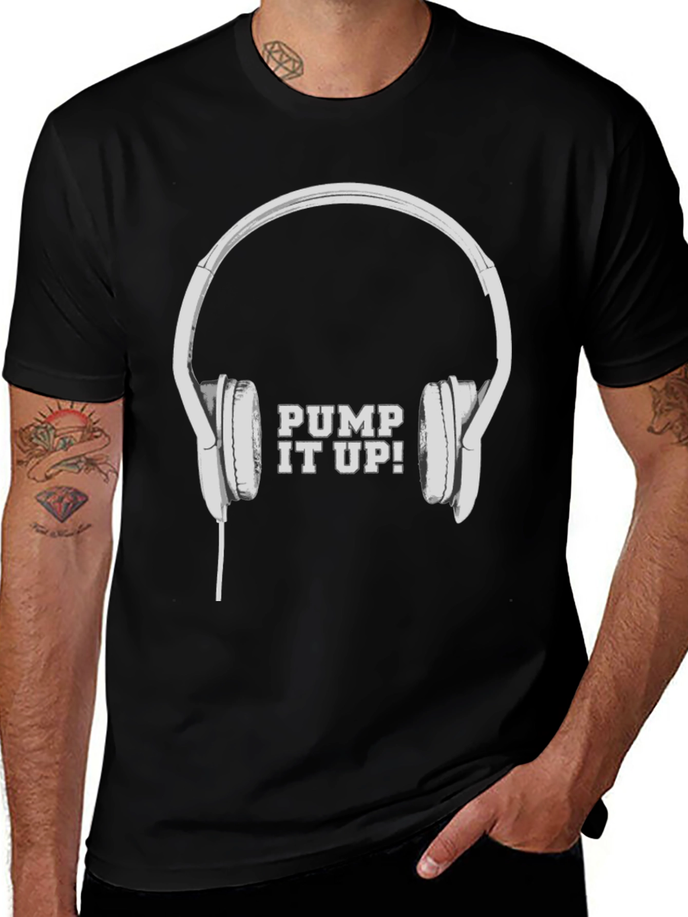 Variant 26 of Pump It Up! Headphones Graphic Tee - Black