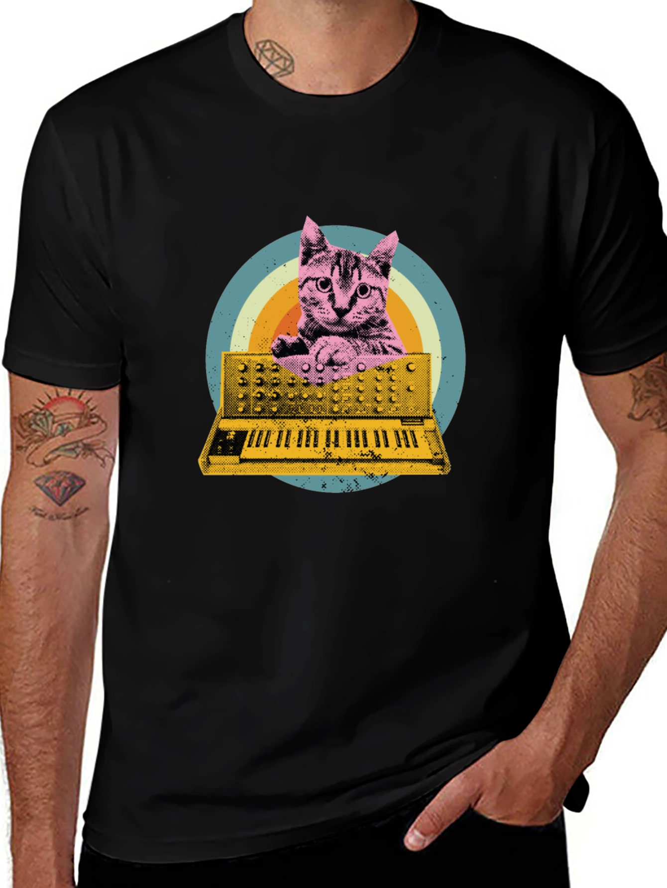 Variant 26 of Cat Synthesizer T-Shirt - Unique Music Lover Tee