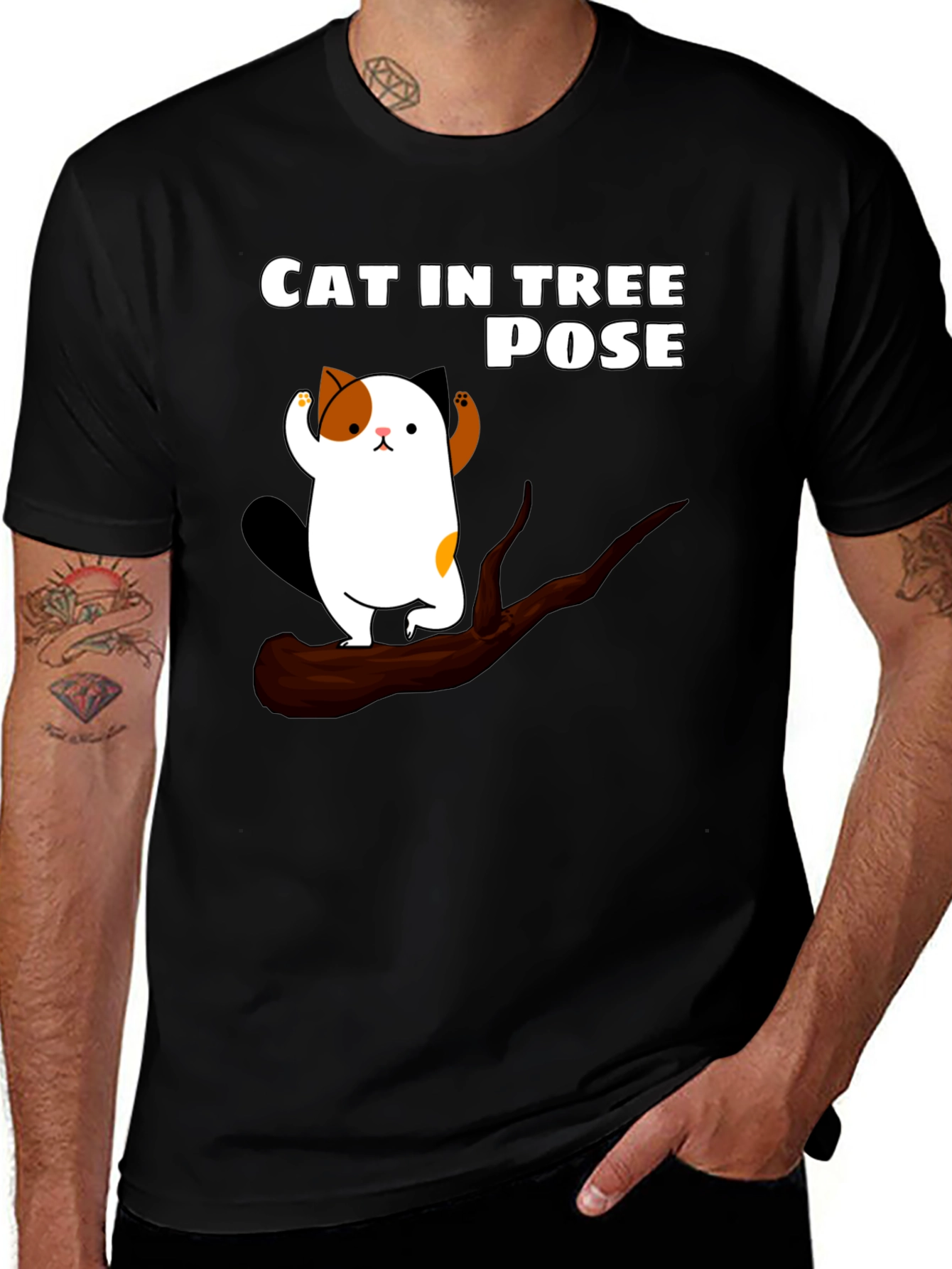 Variant 10 of Cat in Tree Pose Graphic T-Shirt