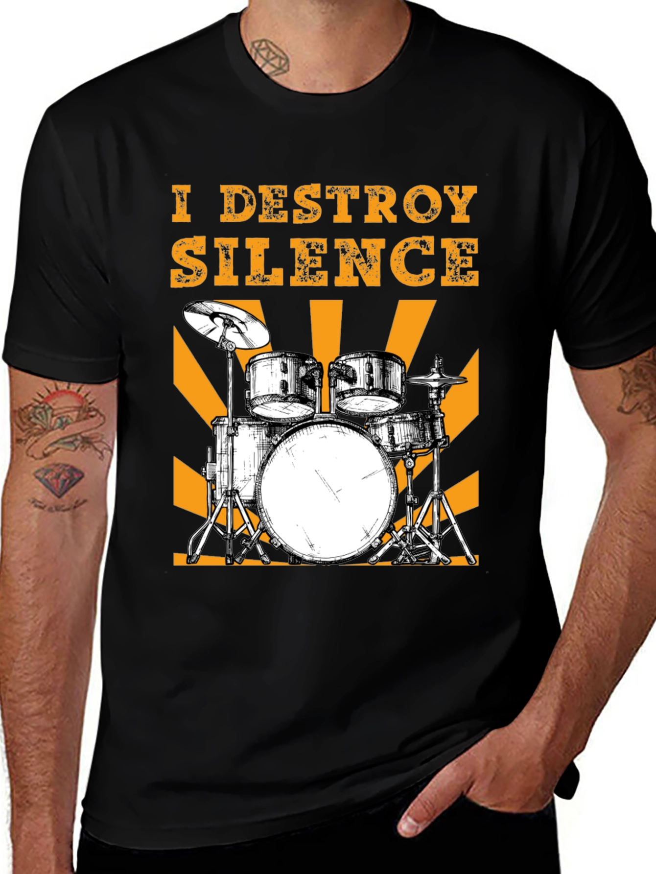 Variant 10 of I Destroy Silence Drum Set Graphic T-Shirt
