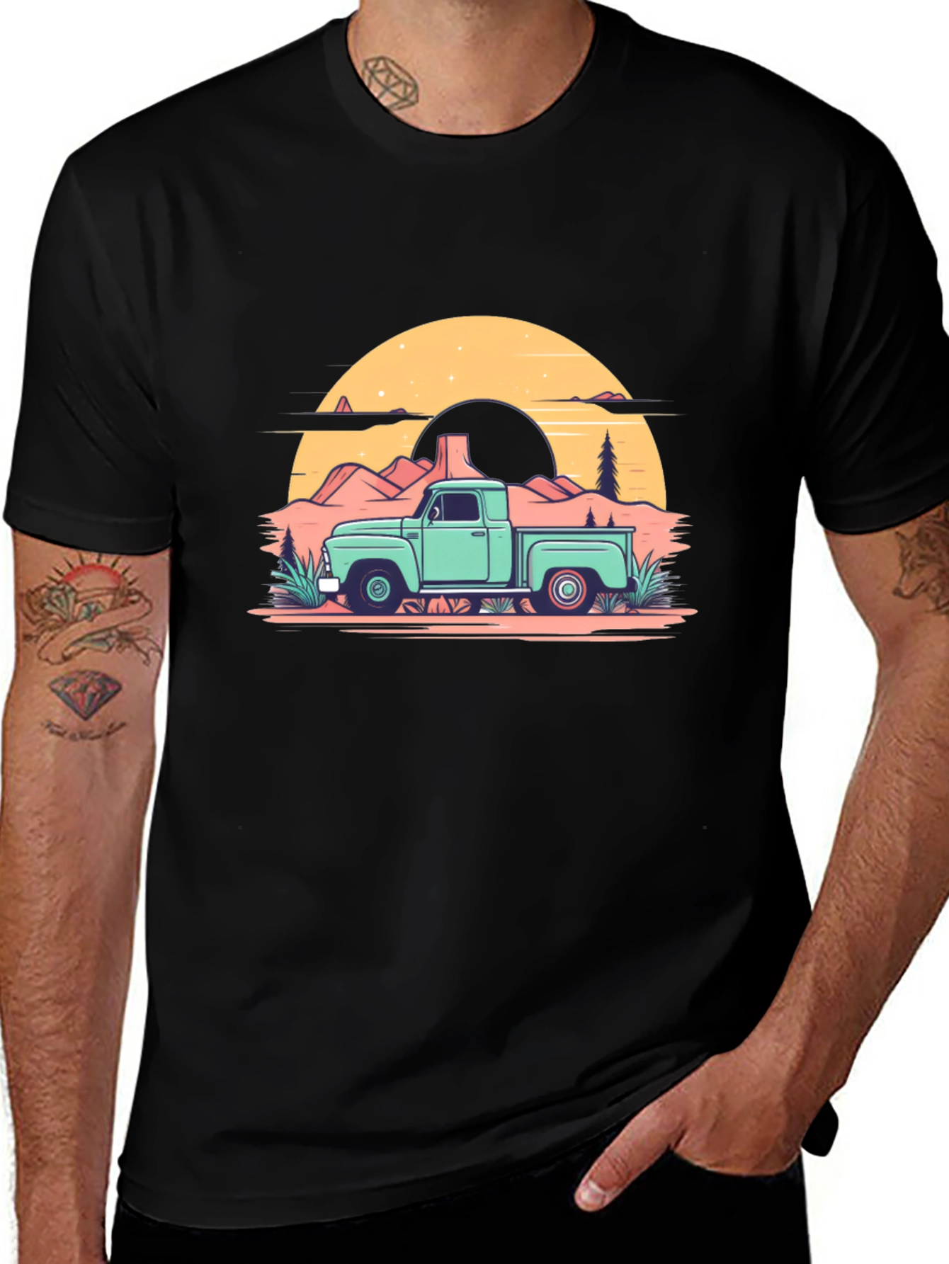 Retro Truck Graphic Tee - Black