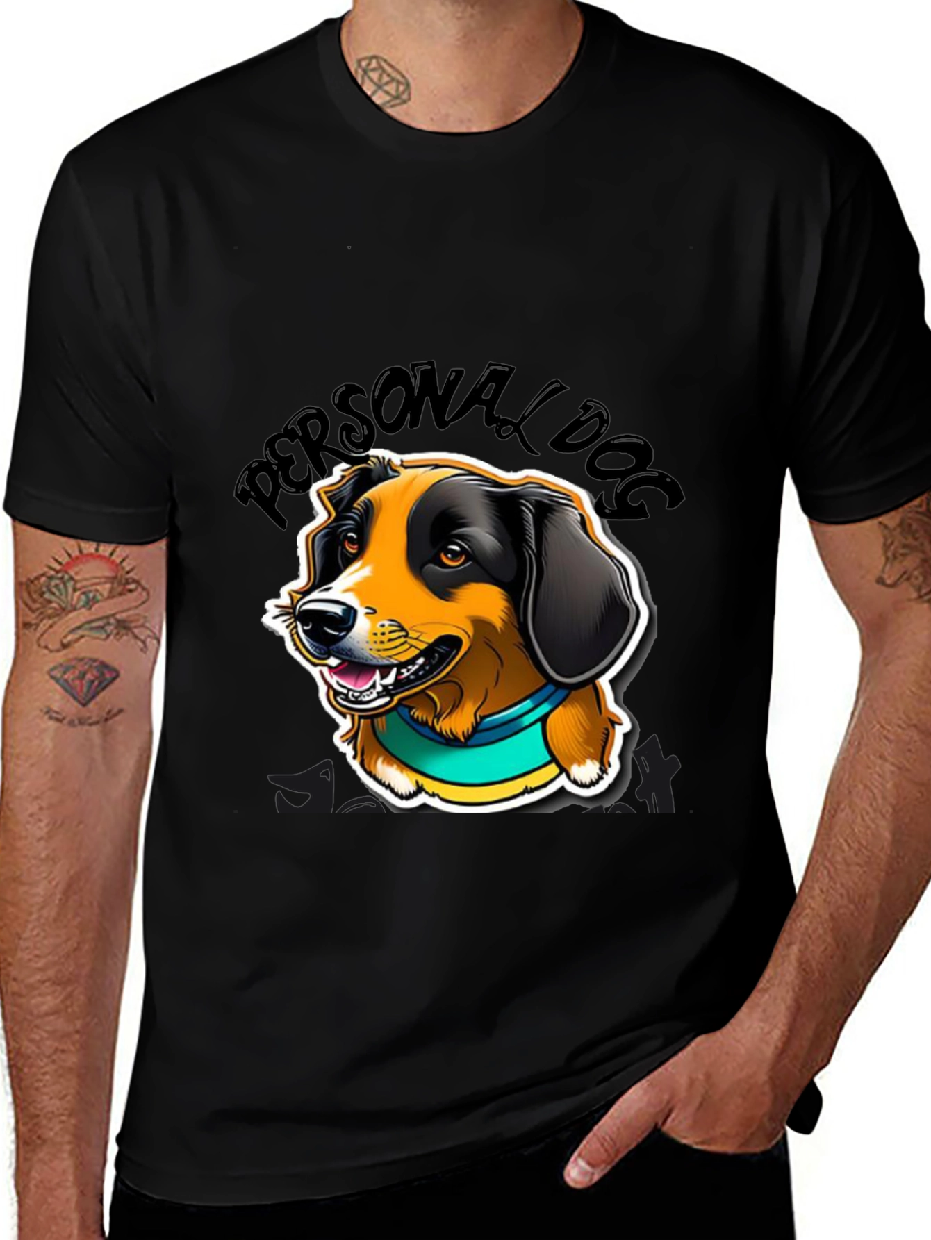 Variant 24 of Personal Dog Graphic Tee - Black Cotton Blend