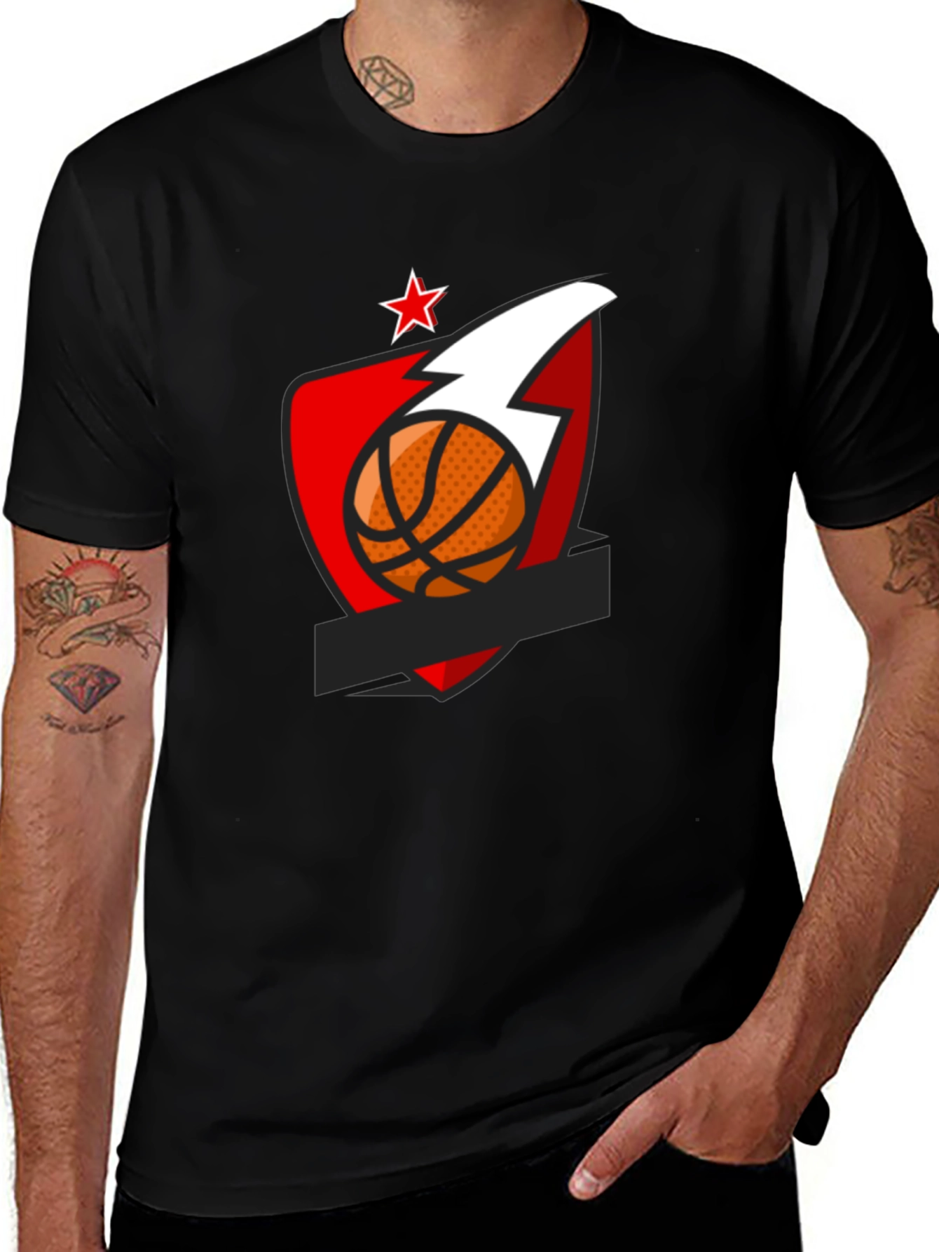 Variant 26 of Basketball Shield Graphic Tee - Black