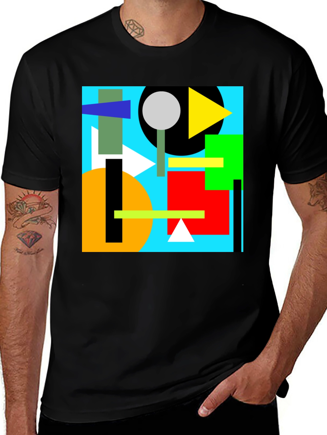 Variant 17 of Abstract Geometric Art Print Black T-Shirt