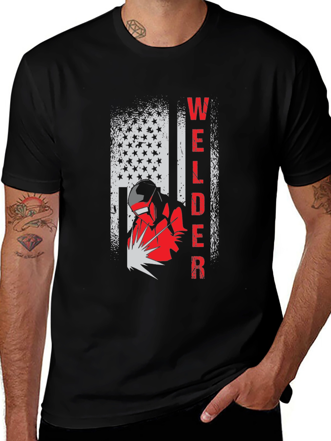 Variant 25 of Welder American Flag Graphic Tee