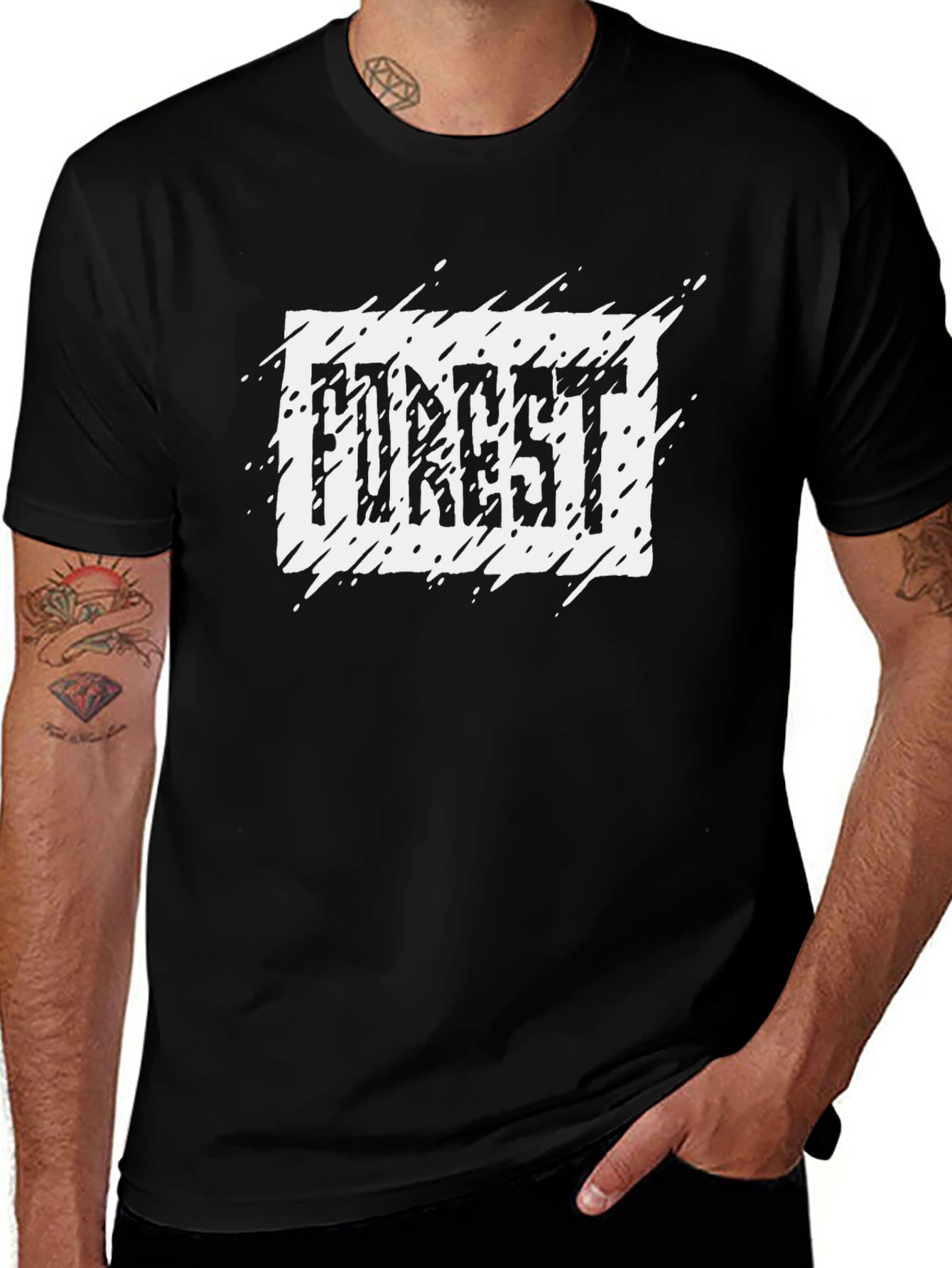 Variant 12 of Men's Black FOREST Graphic Print Tee