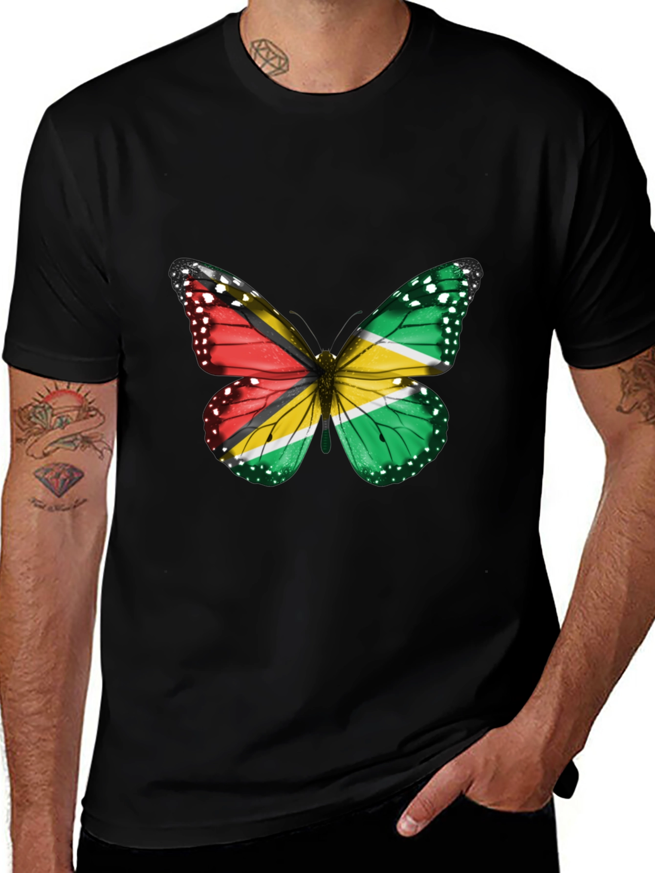 Guyana Flag Butterfly T-Shirt