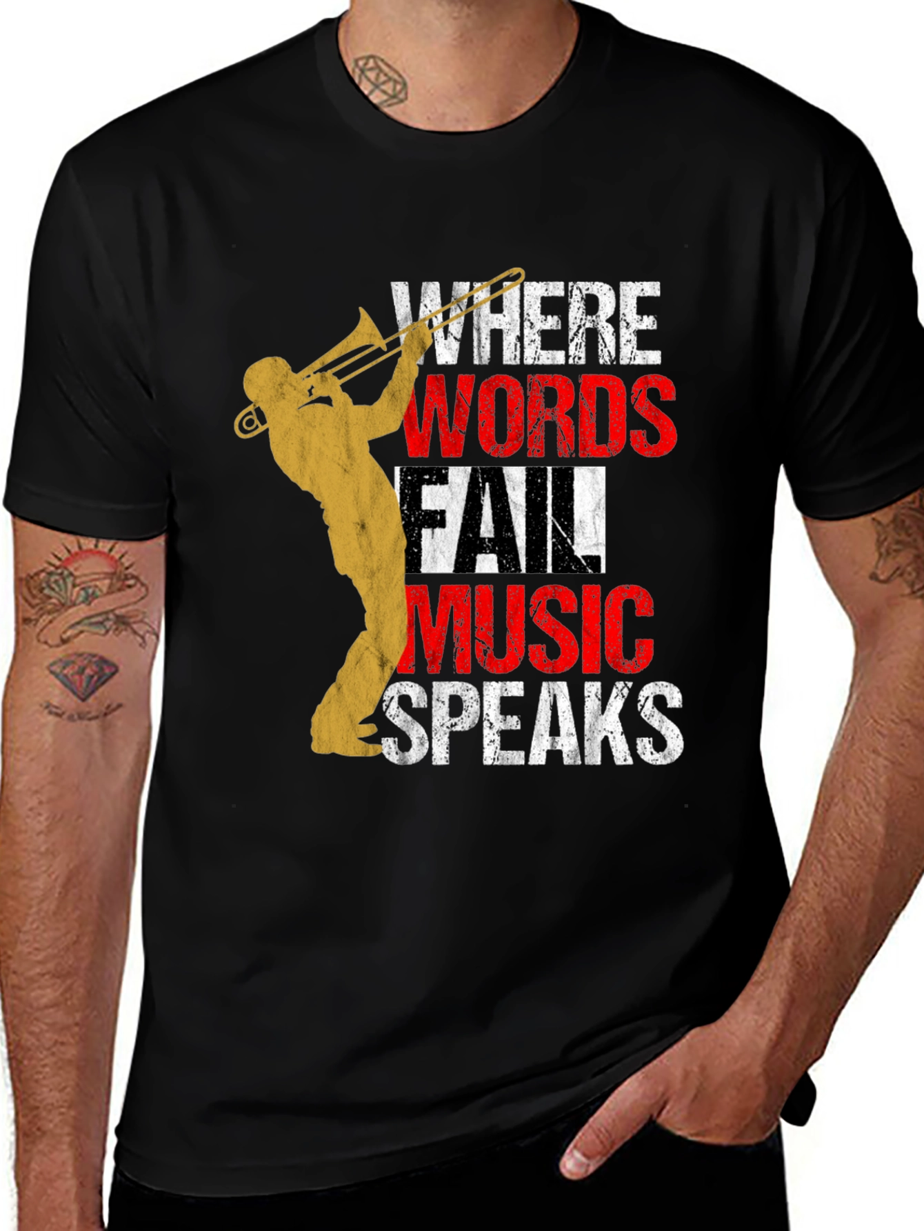 Variant 28 of Music Speaks T-Shirt - Trombone Player Design