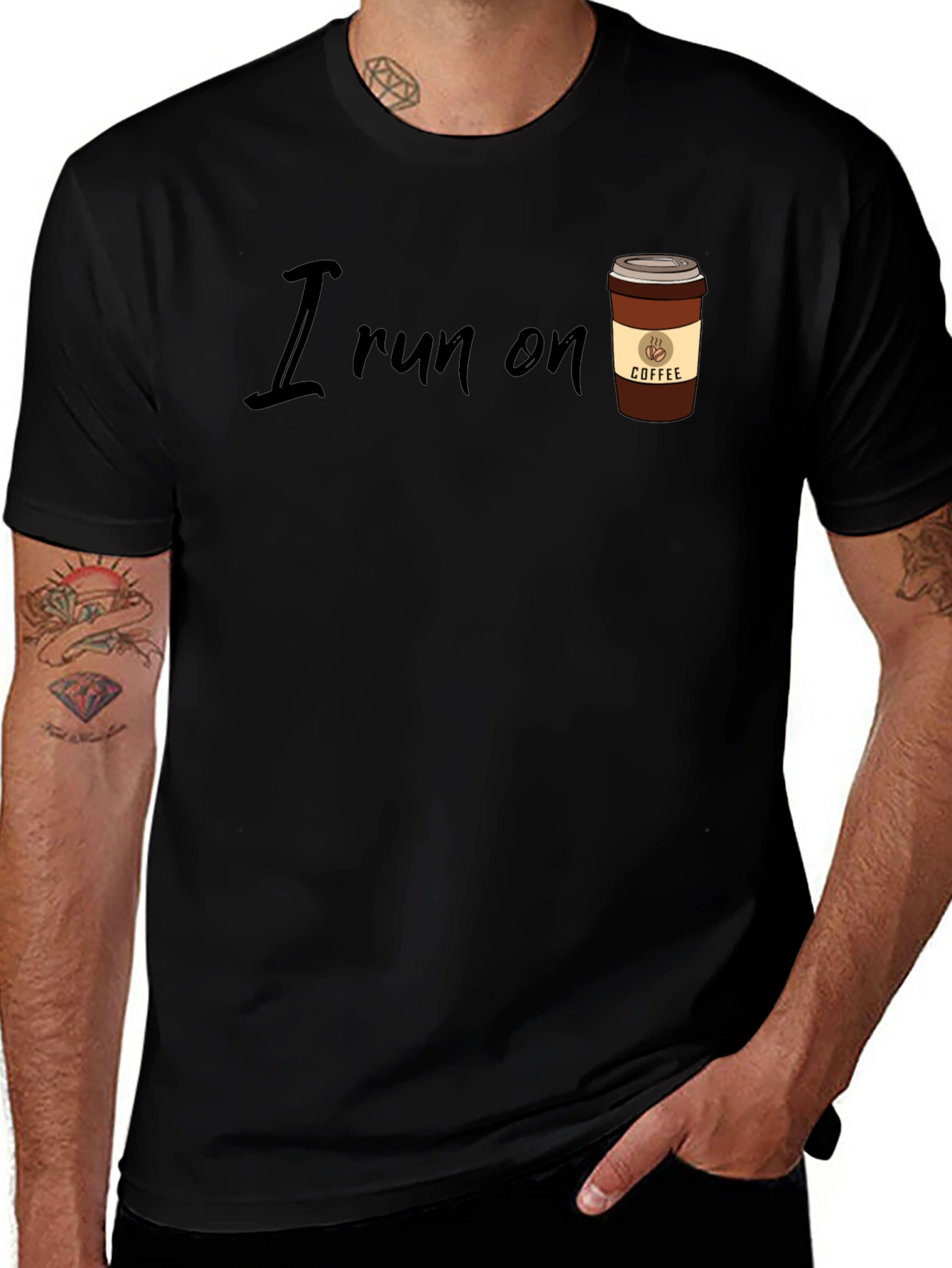 Variant 4 of I Run On Coffee T-Shirt - Black