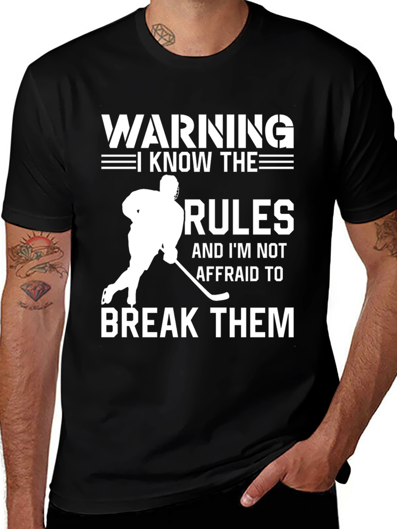 Variant 9 of Warning Hockey Rules Funny T-Shirt
