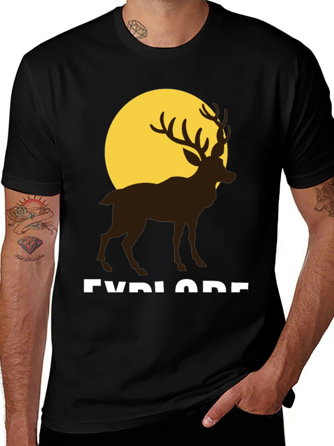 Variant 10 of Explore Outdoors T-Shirt: Deer Silhouette & Moon Graphic Tee