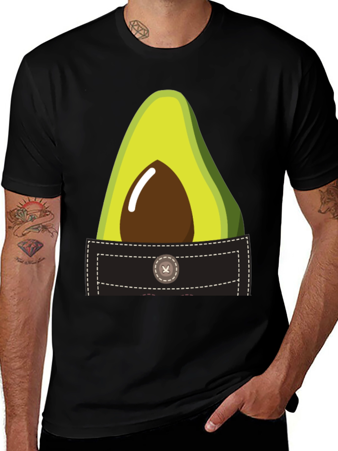Variant 14 of Avocado Pocket Graphic Tee - Novelty T-Shirt