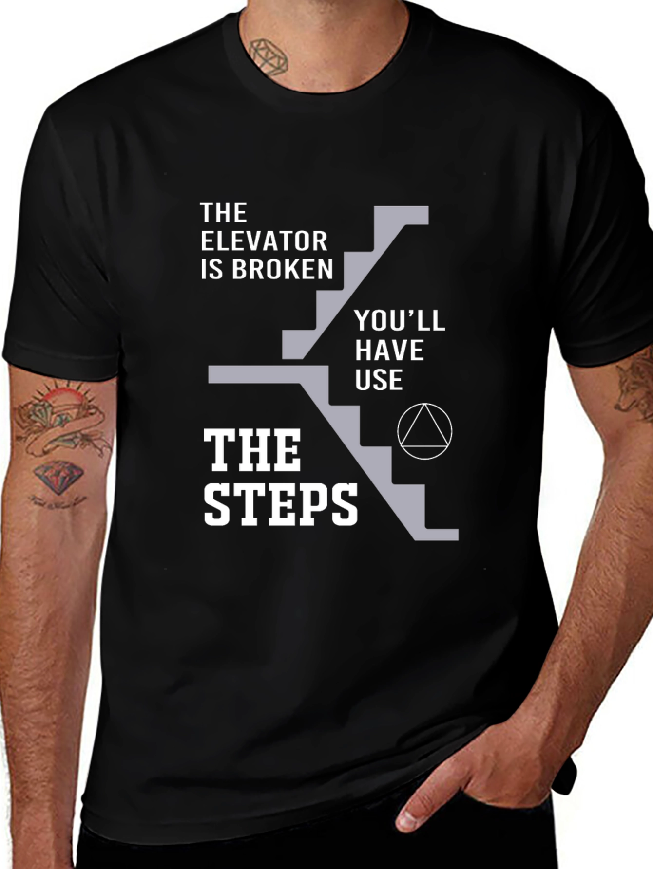 Variant 24 of Elevator Broken Use Steps Graphic T-Shirt