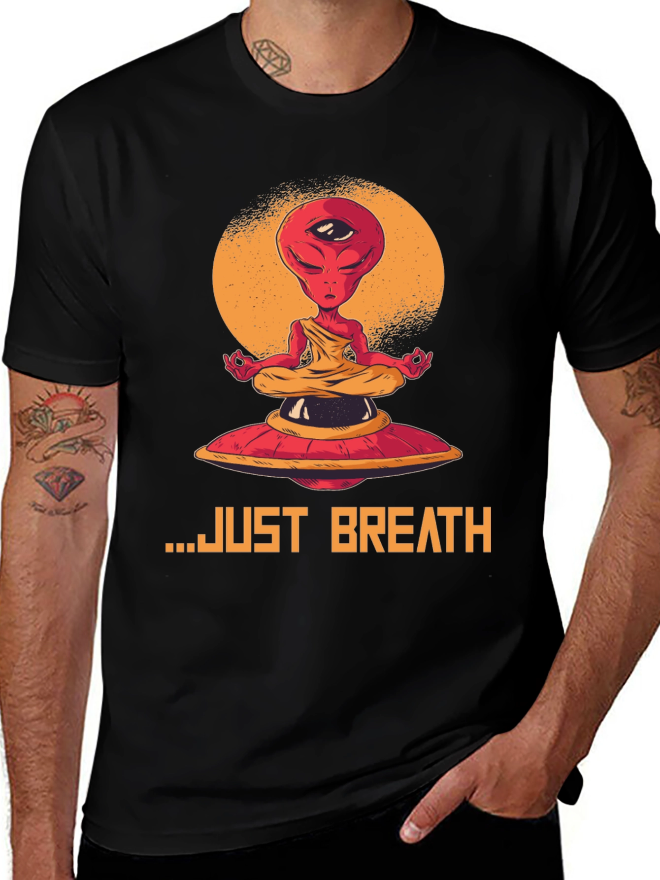 Variant 15 of Meditating Alien Graphic Tee - Just Breathe