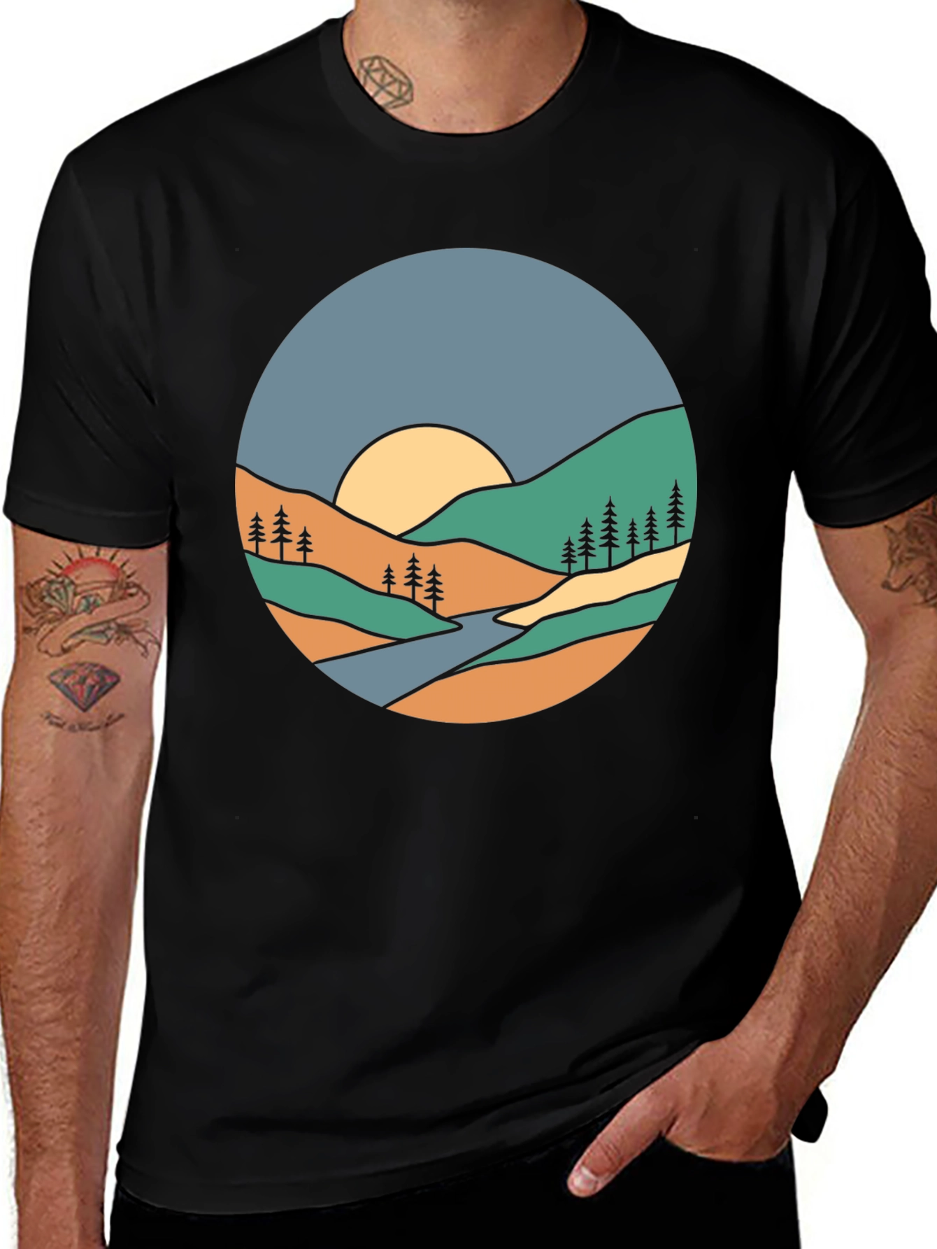 Variant 24 of Mountain Graphic Tee - Nature Lover's Black T-Shirt
