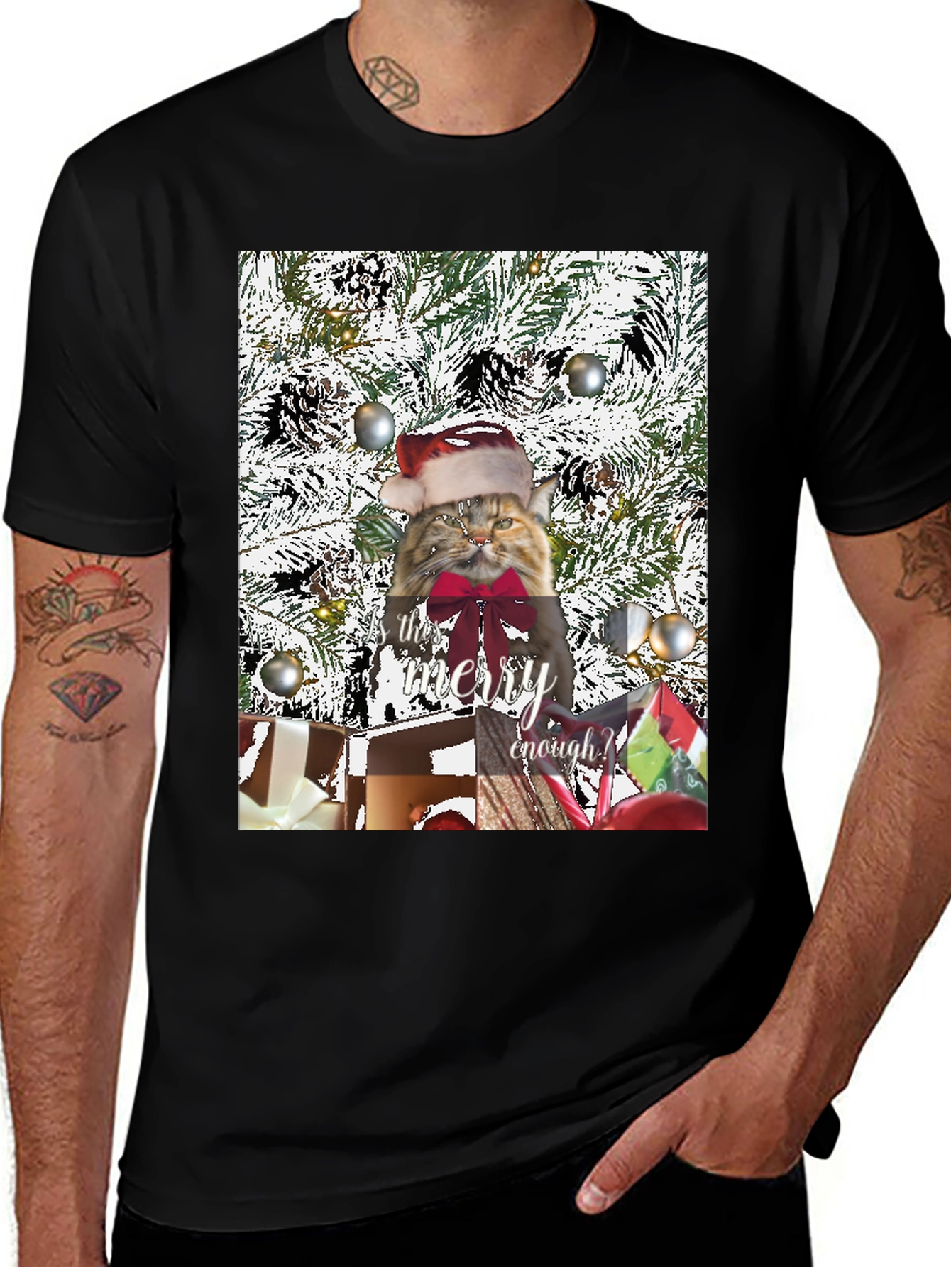 Festive Feline Christmas T-Shirt