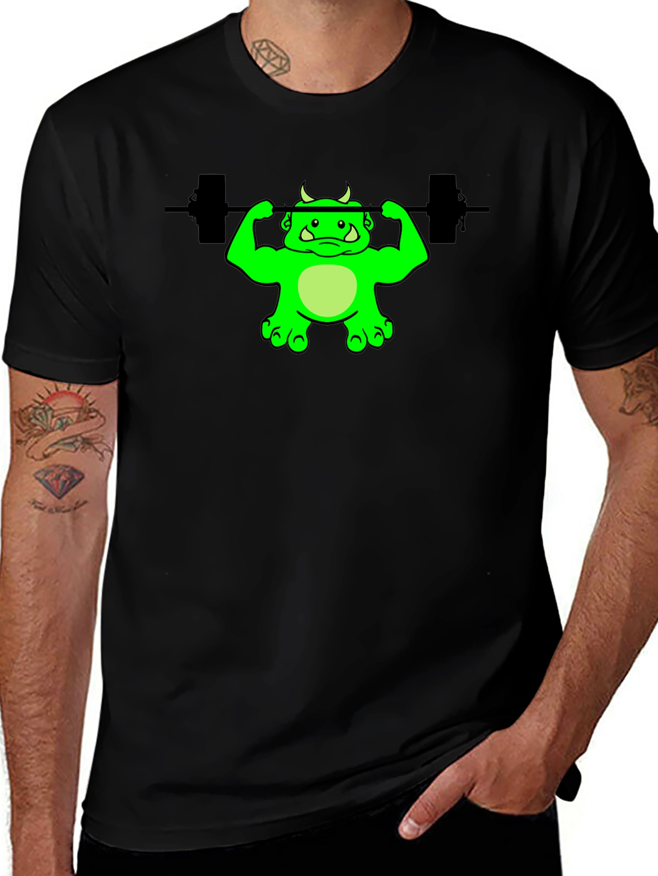 Variant 12 of Funny Gym Monster Black T-Shirt