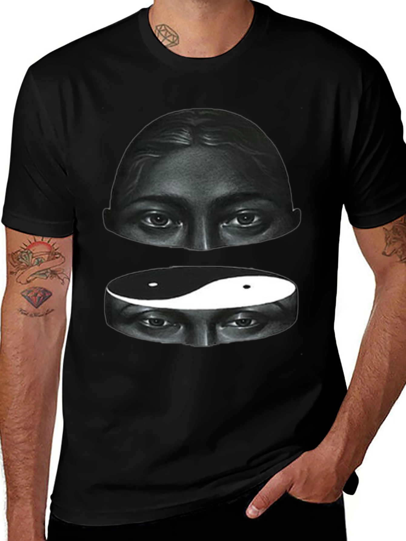 Variant 27 of Yin Yang Eyes Graphic Tee - Soft Cotton Blend