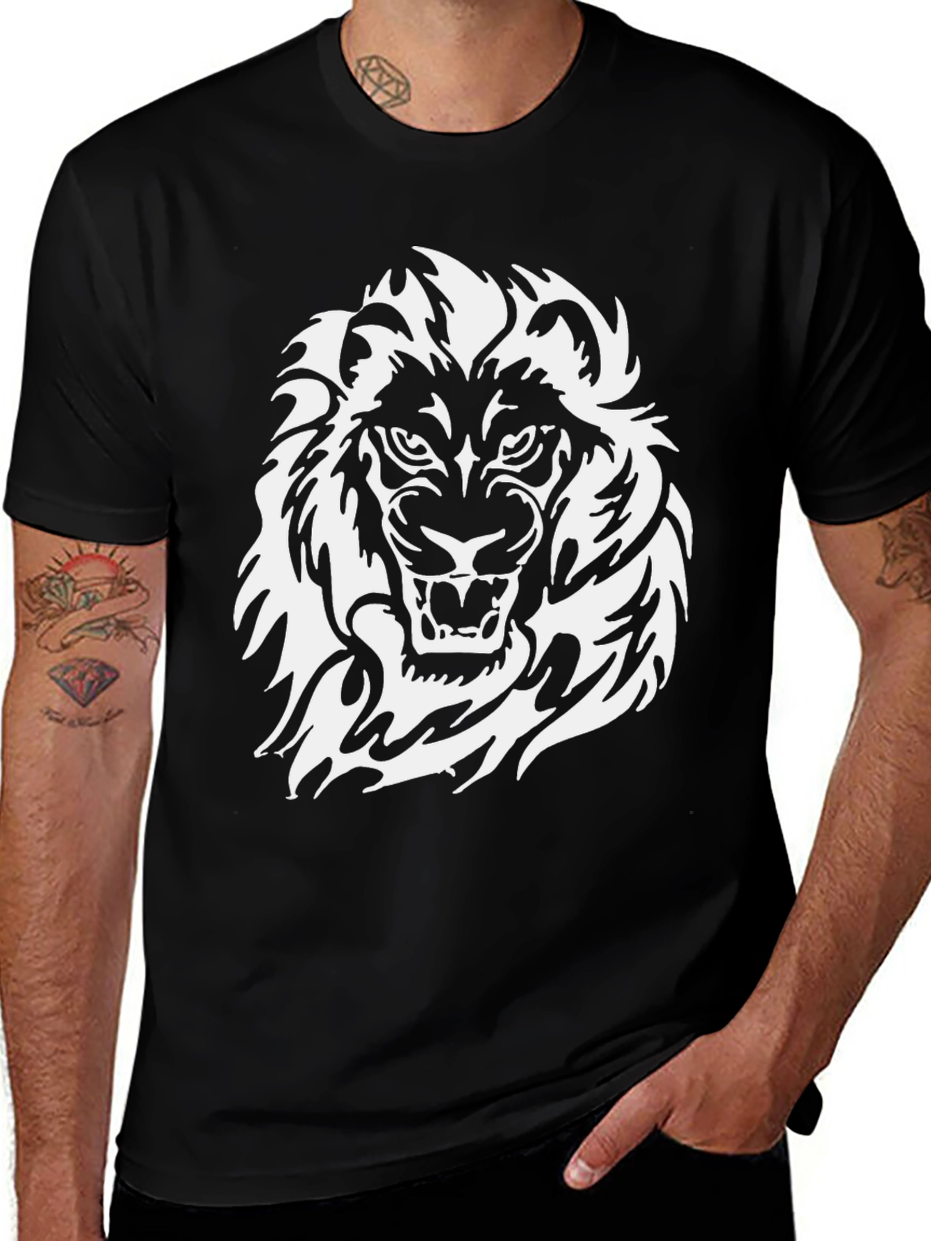 Variant 7 of Lion Graphic Black T-Shirt