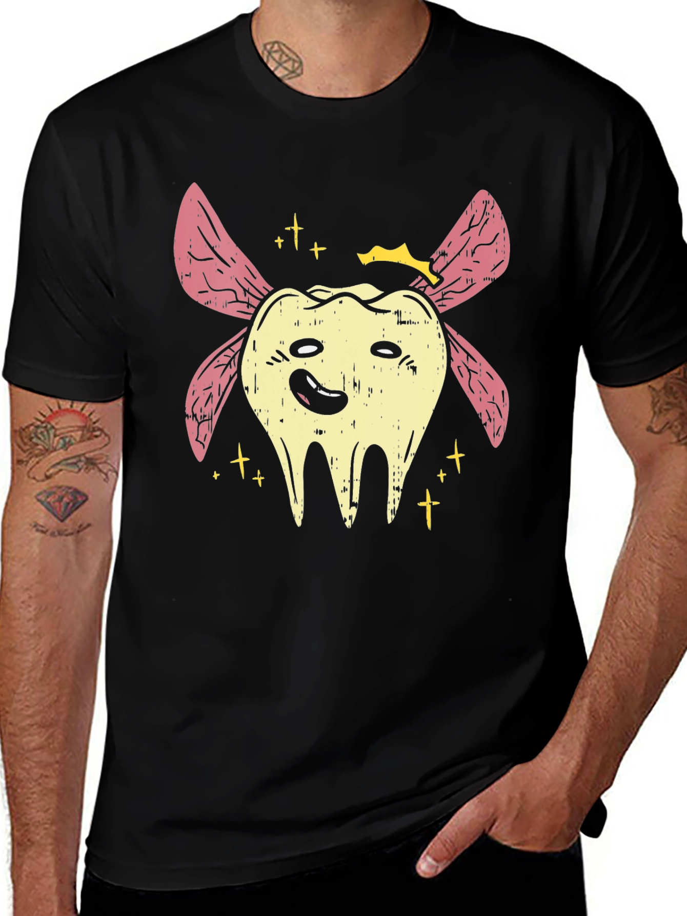 Variant 15 of Tooth Fairy Graphic Tee - Black Cotton Comfort