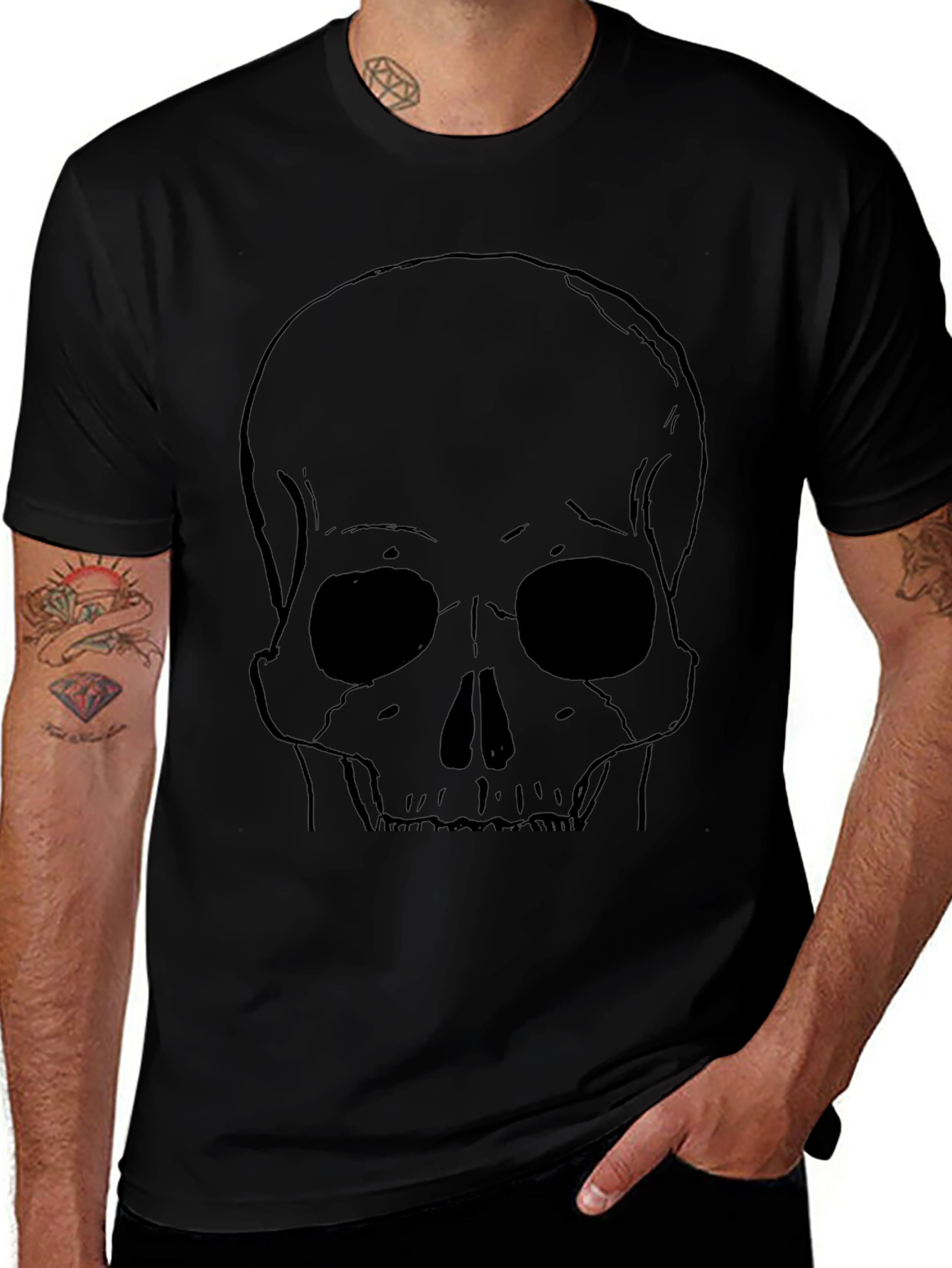 Variant 20 of Black Skull Graphic Tee - Edgy Style