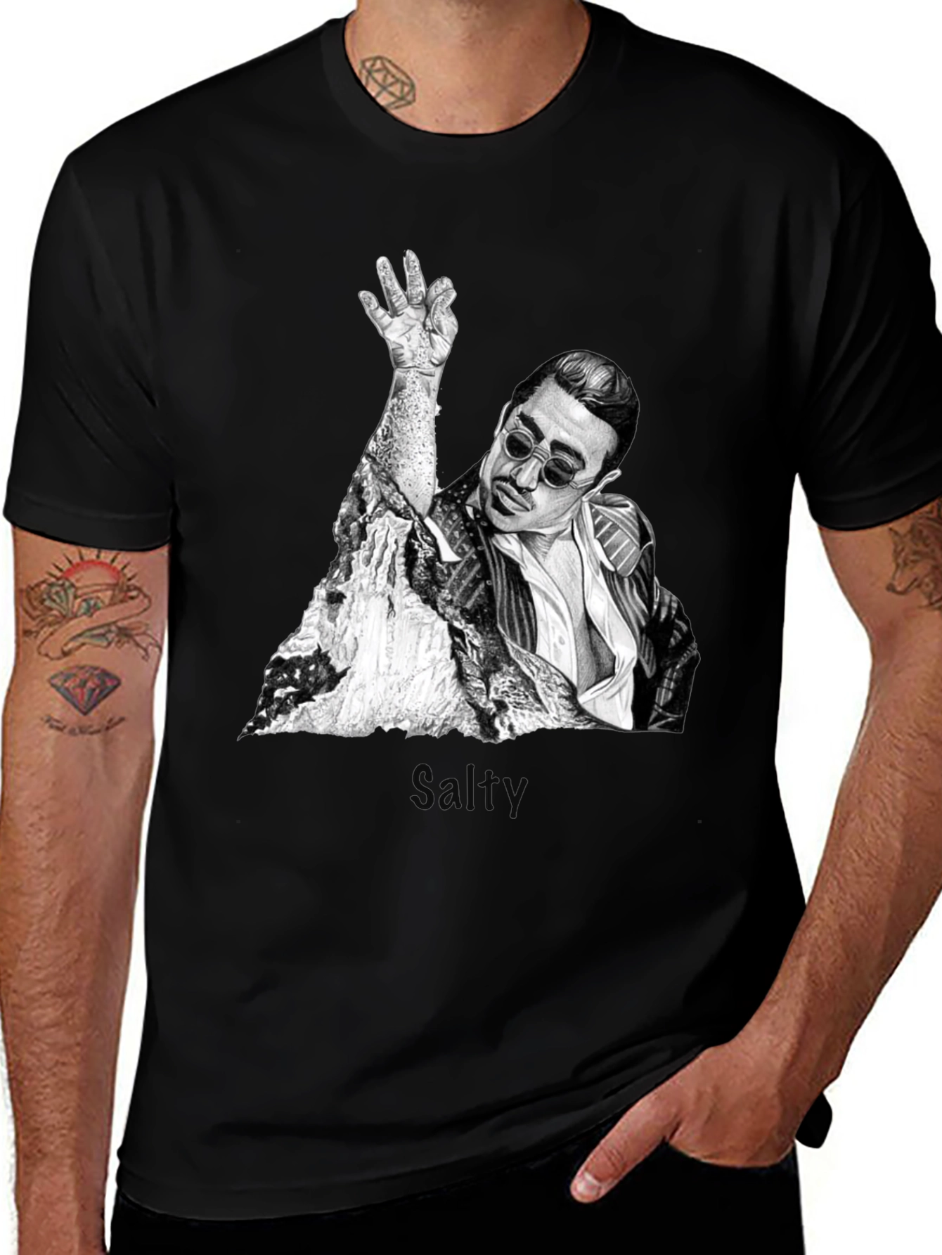 Variant 26 of Salt Bae Graphic T-Shirt - Trendy Black Tee