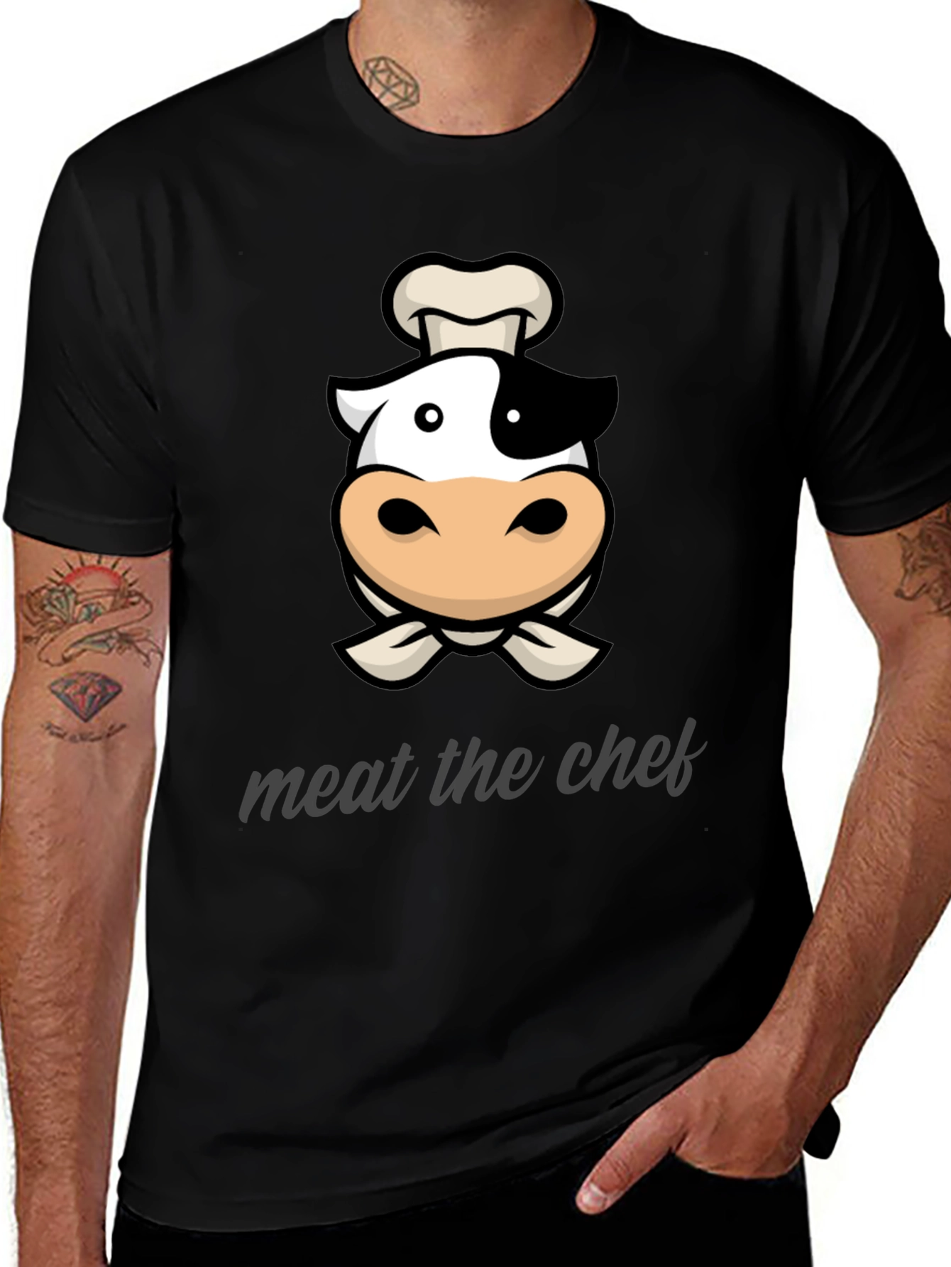 Variant 22 of Meat The Chef T-Shirt - Funny Cow Chef Graphic Tee
