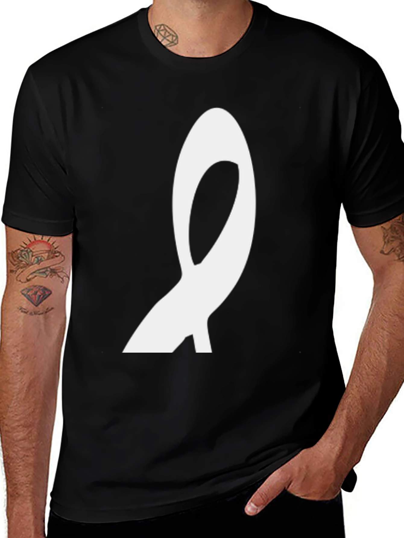 Black Abstract Symbol Graphic Tee - Modern Casual Wear main image