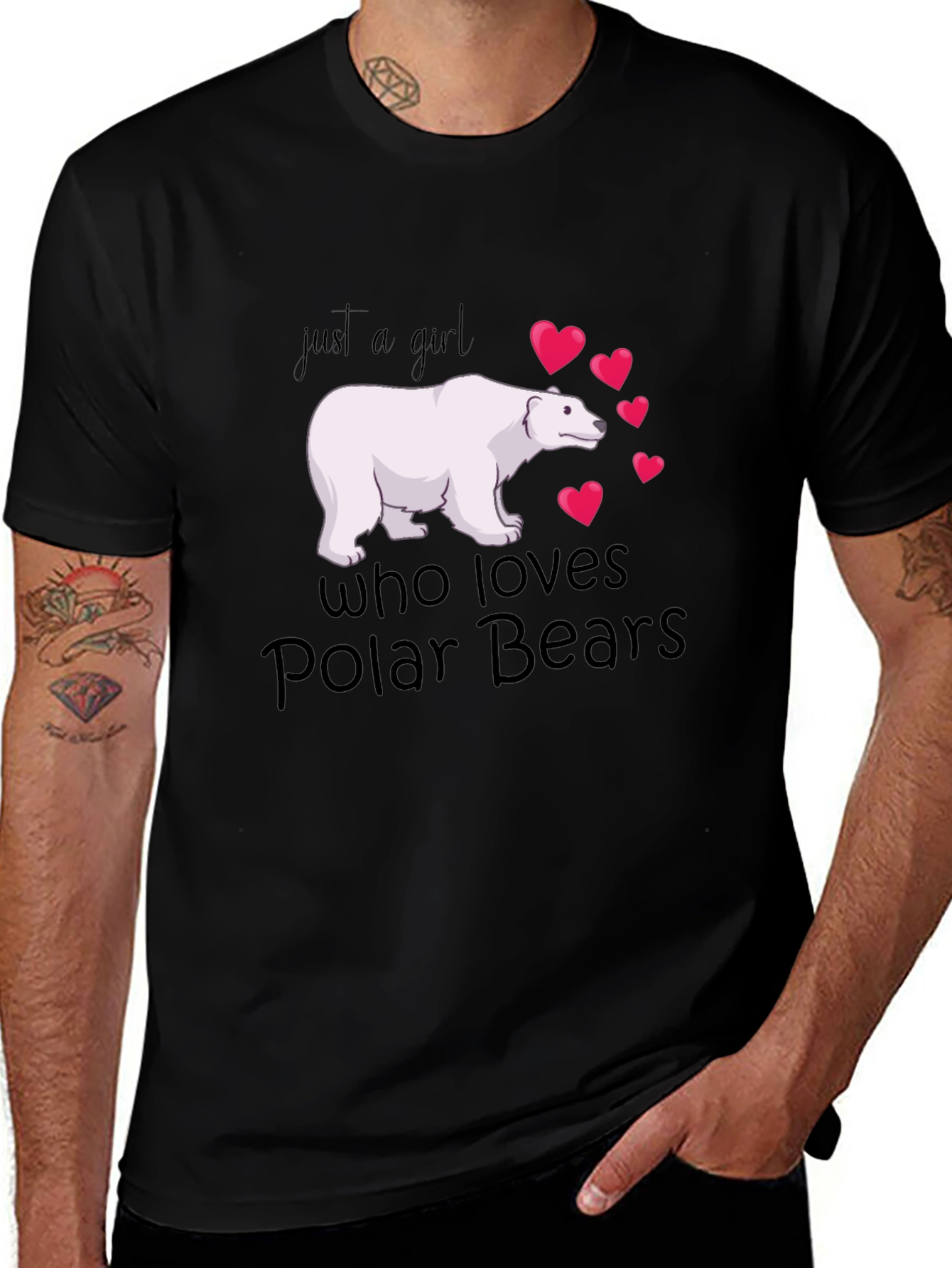 Variant 7 of Girl Who Loves Polar Bears Black T-Shirt