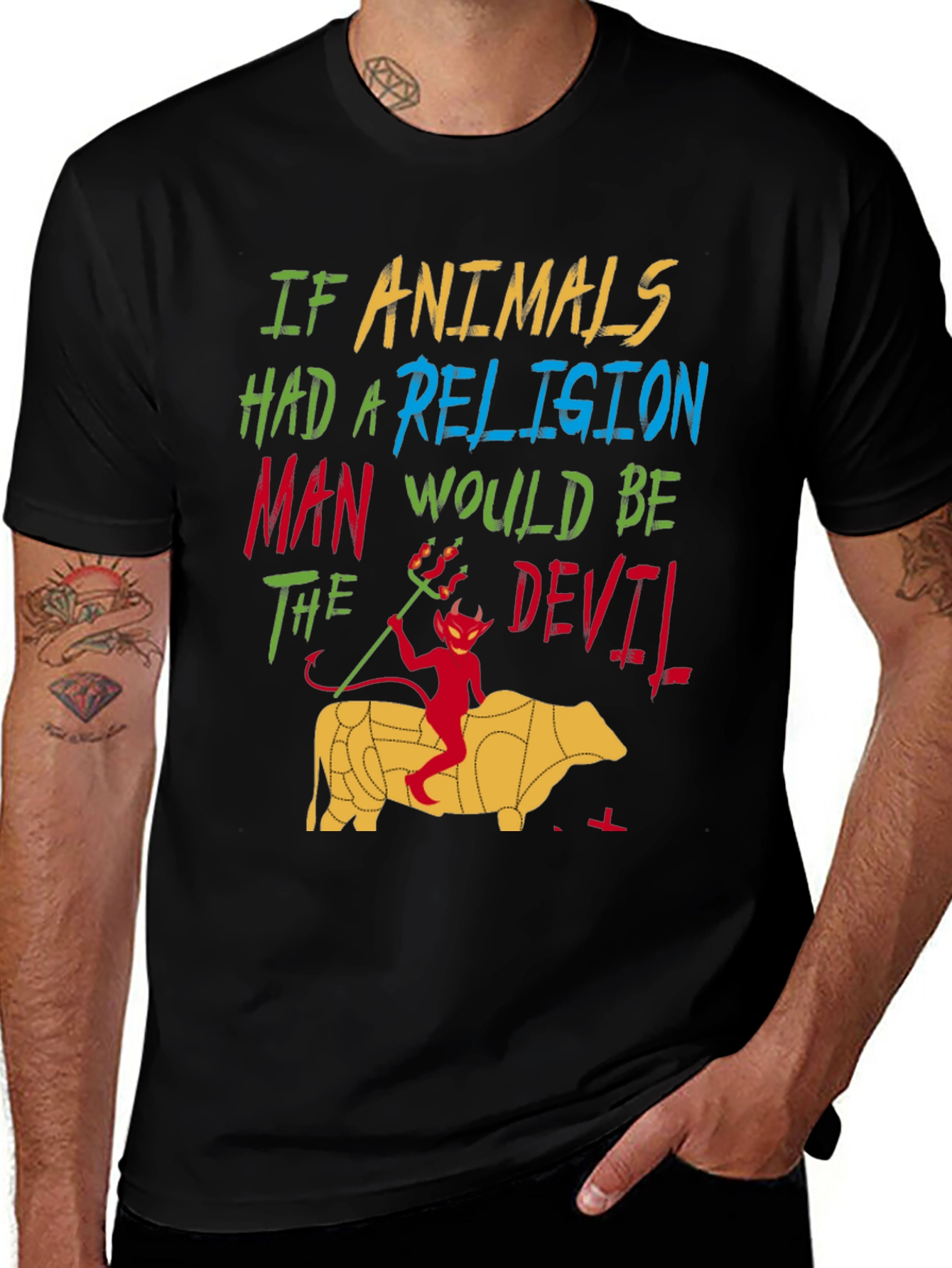 Black If Animals Had A Religion T-Shirt main image