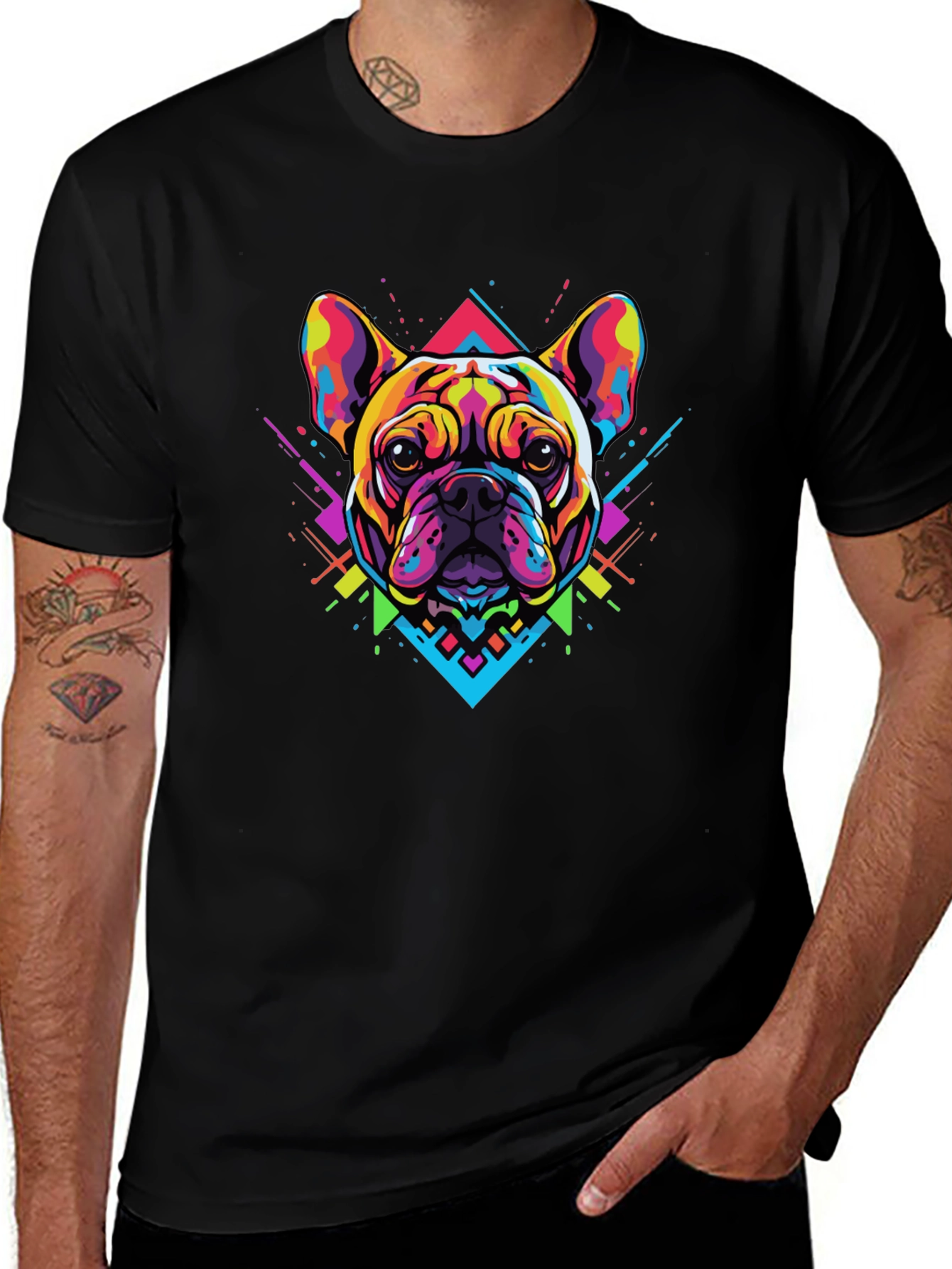 Variant 16 of Bold Geometric Bulldog Graphic Tee - Black