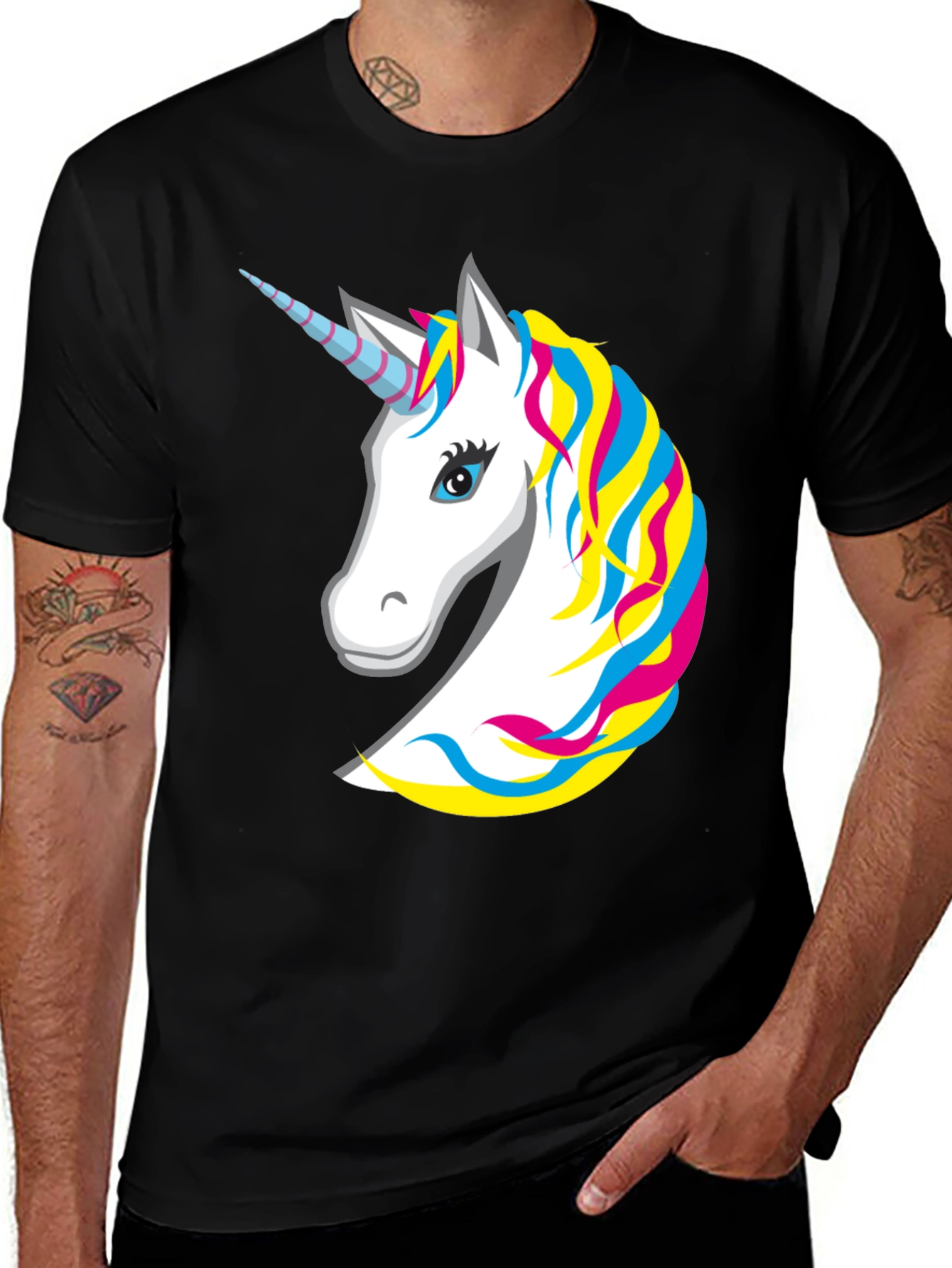 Variant 29 of Unicorn Graphic Tee - Black Cotton Blend