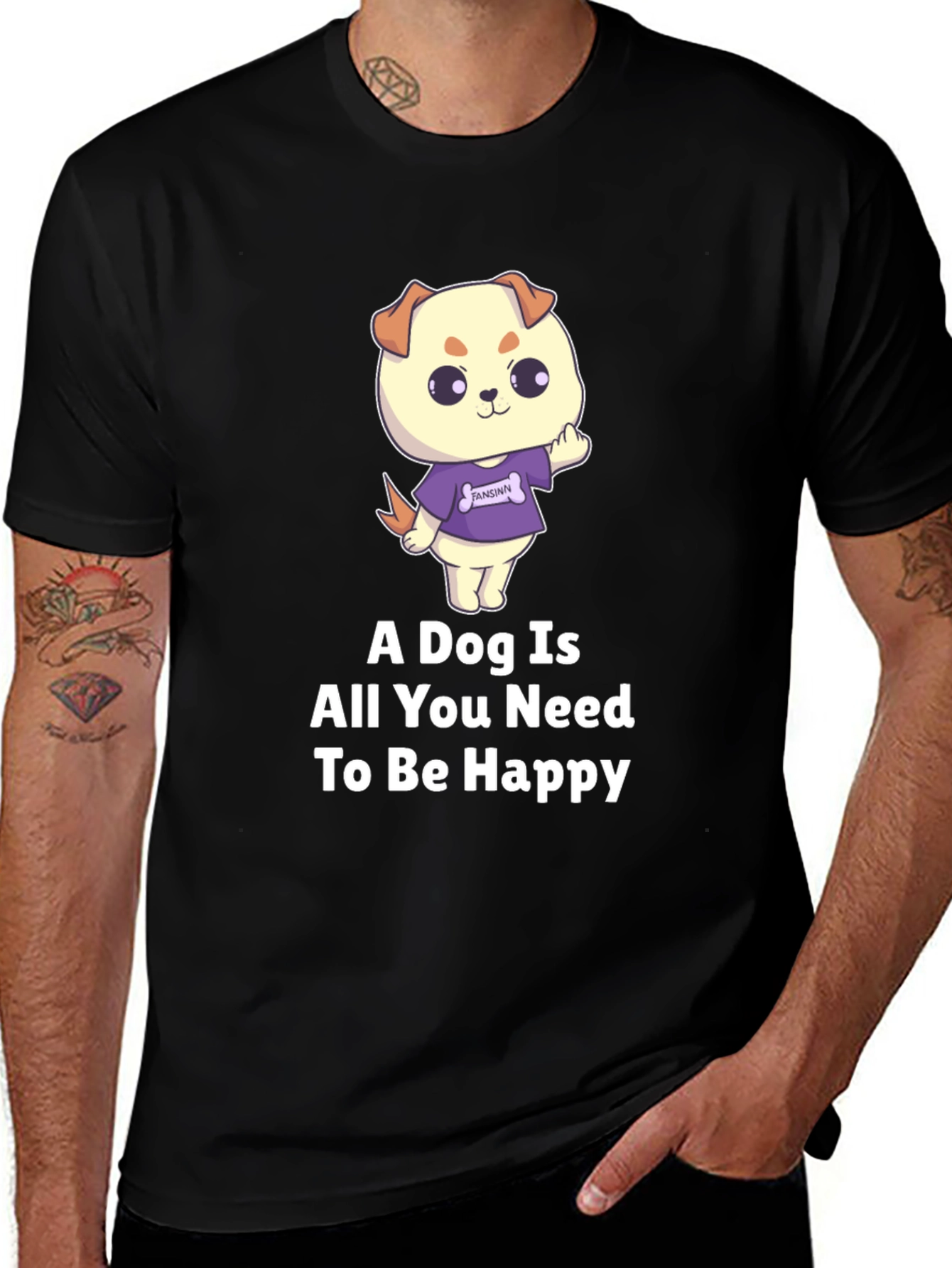 Variant 22 of Cute Dog Cartoon T-Shirt - 'A Dog Is All You Need'