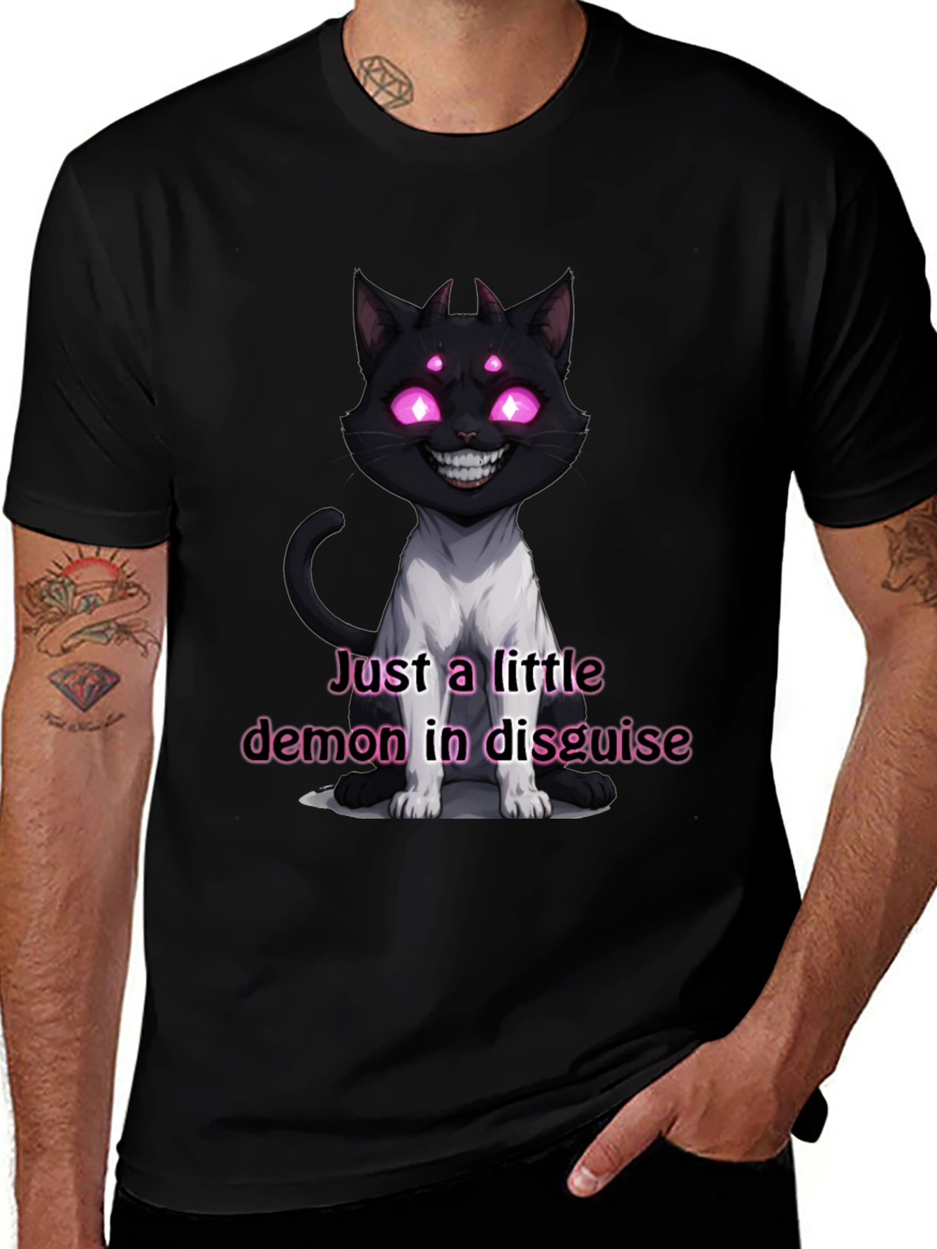 Variant 6 of Demon Cat Graphic T-Shirt - Just a Little Demon in Disguise