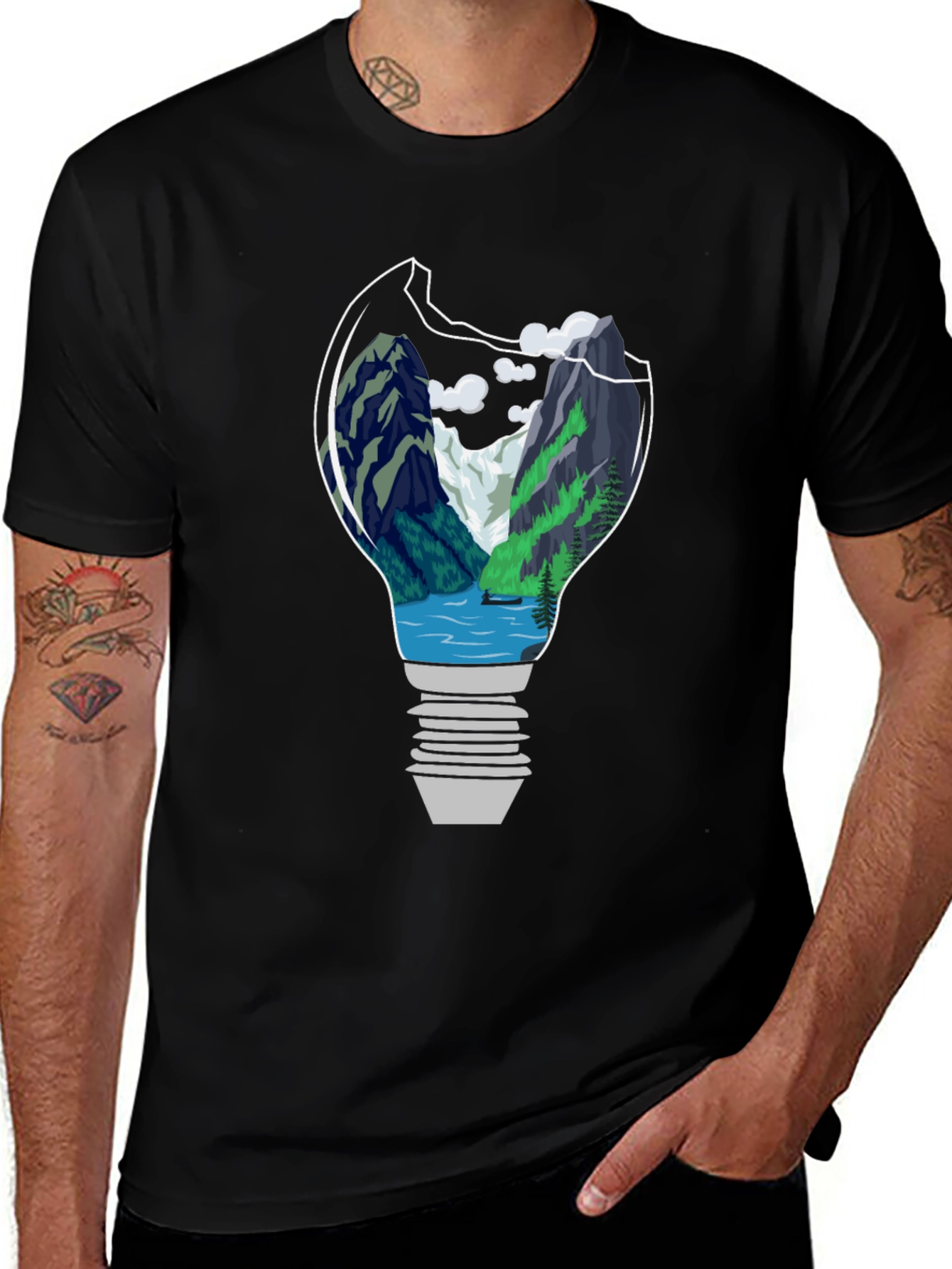 Variant 6 of Nature Bulb Graphic Tee - Black Cotton Comfort