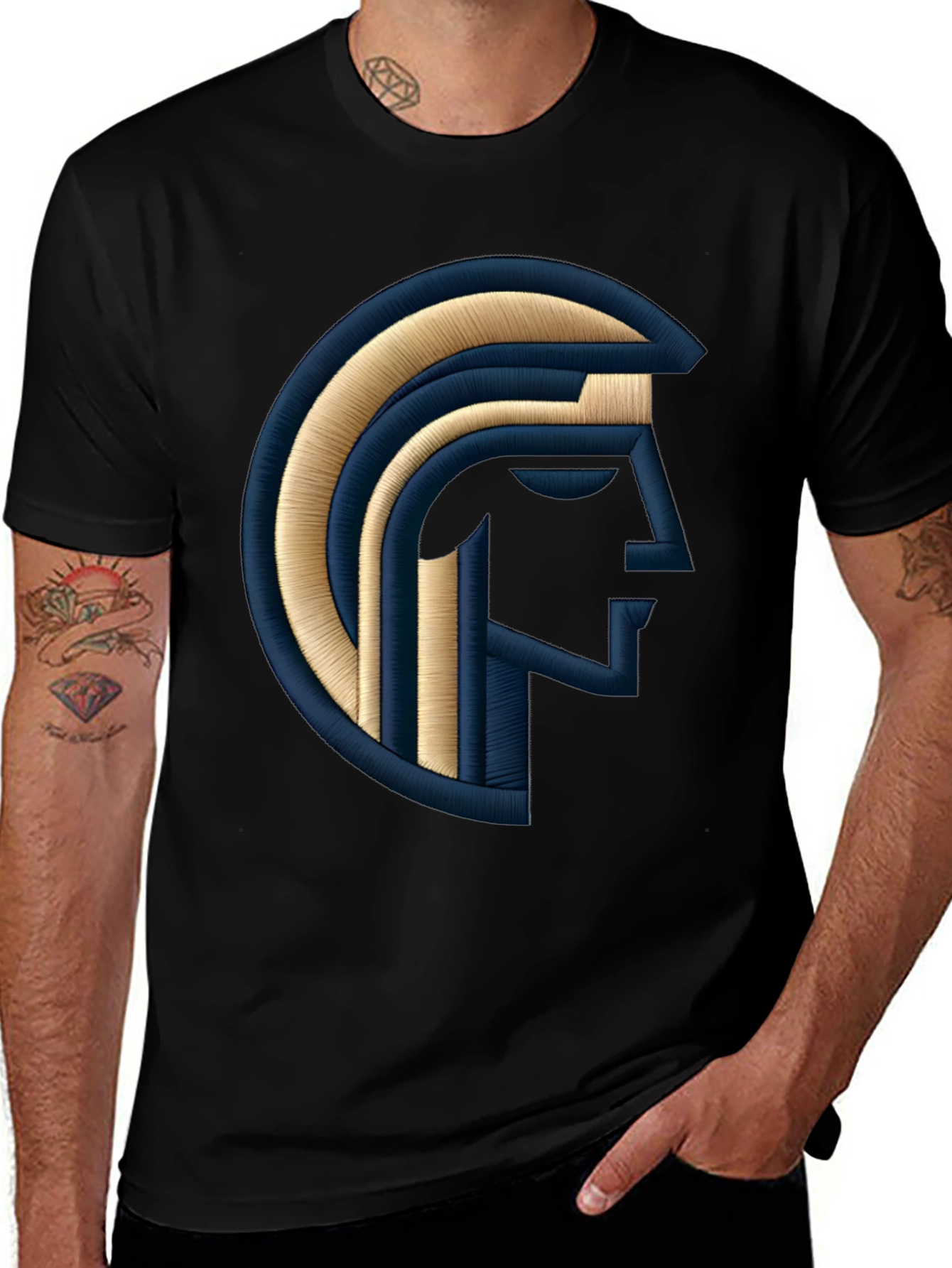 Variant 18 of Embroidered Spartan Graphic Black T-Shirt