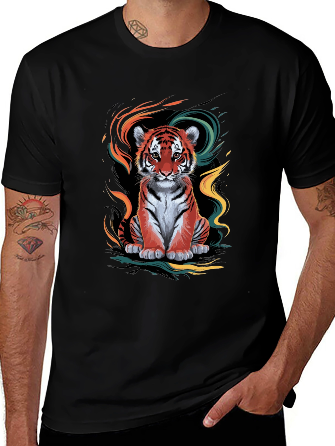Tiger Cub Graphic Tee - Stylish Black T-Shirt