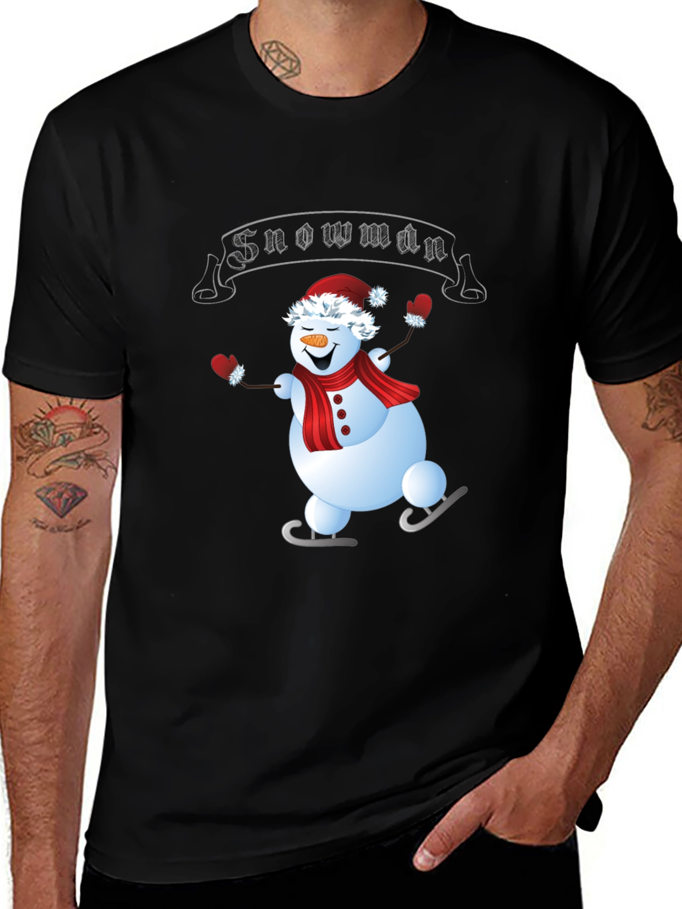 Variant 22 of Festive Snowman T-Shirt - Holiday Ice Skating Design