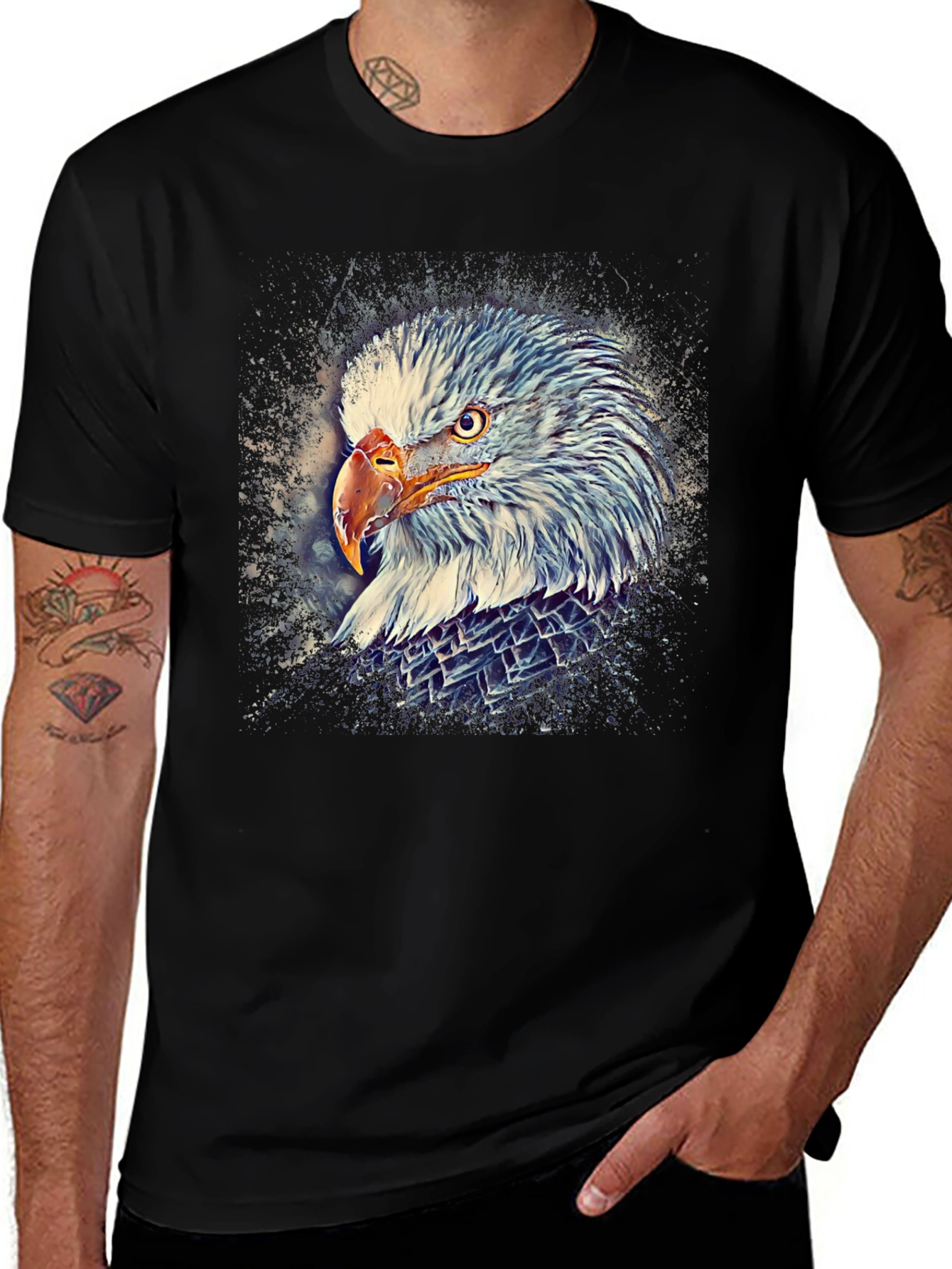 Variant 18 of Eagle Graphic Print Men's Black T-Shirt