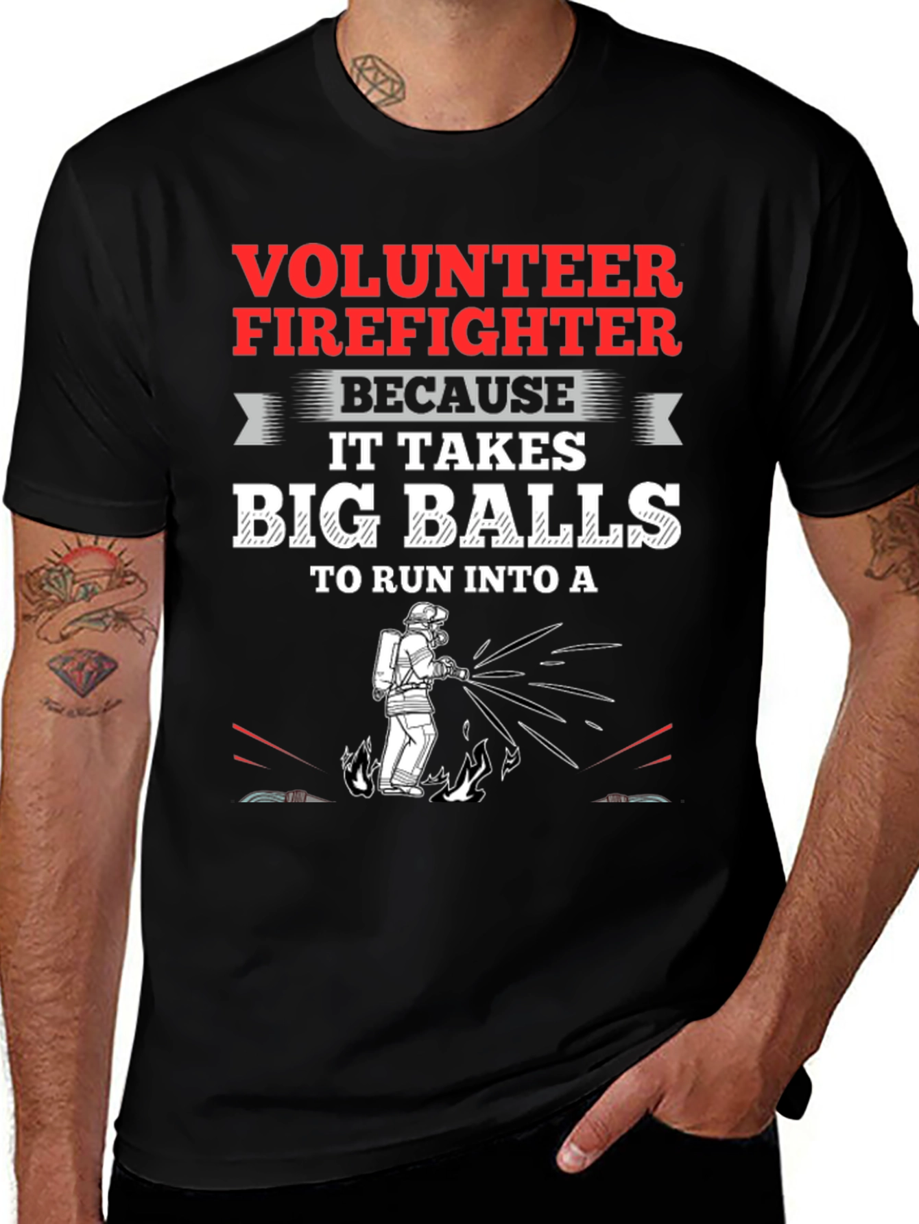 Variant 7 of Volunteer Firefighter Big Balls Graphic Tee