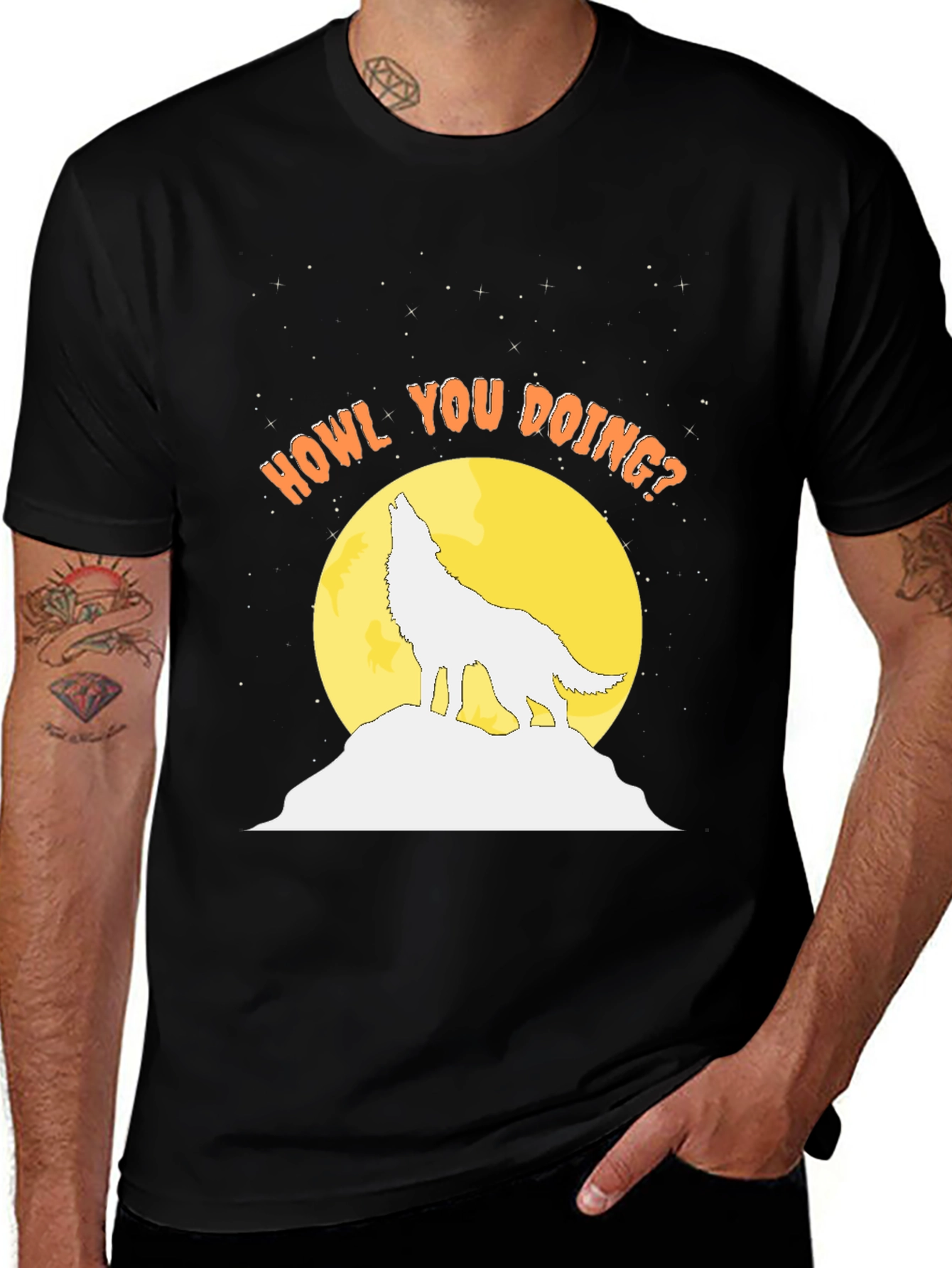 Variant 2 of Howl You Doing? Wolf Graphic Tee