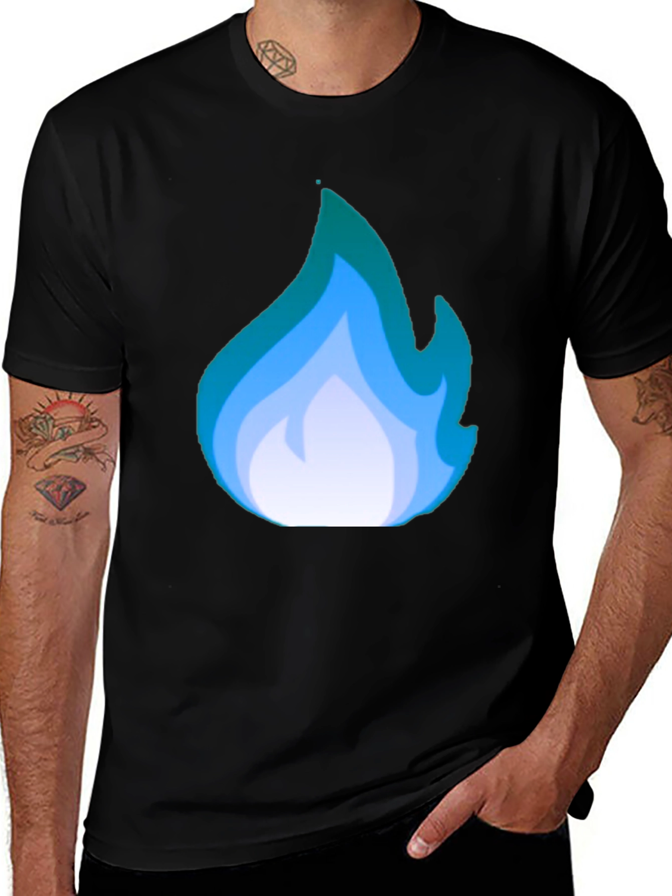 Blue Fire Graphic Tee - Cool Style