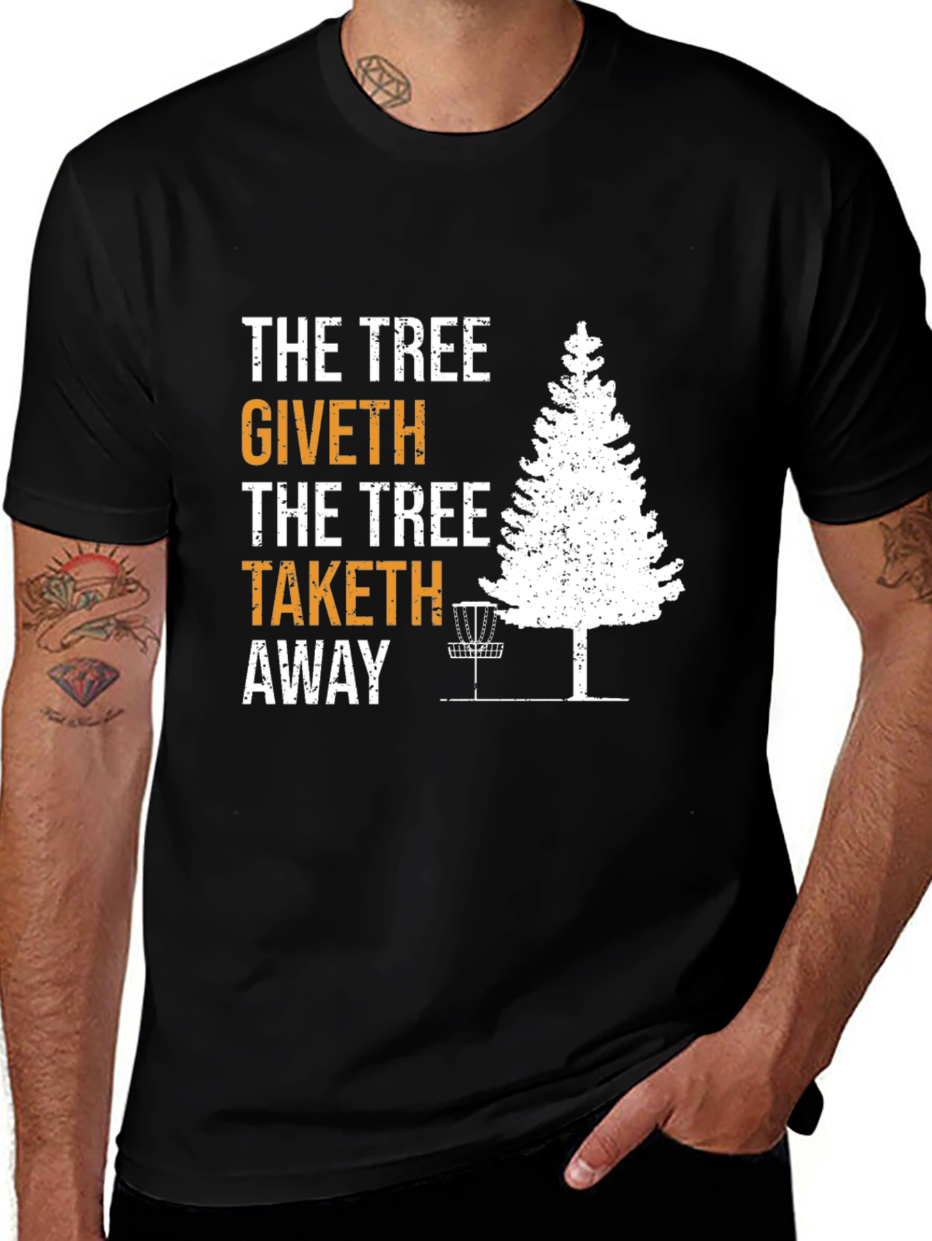 Black The Tree Giveth Taketh Away Disc Golf T-Shirt main image