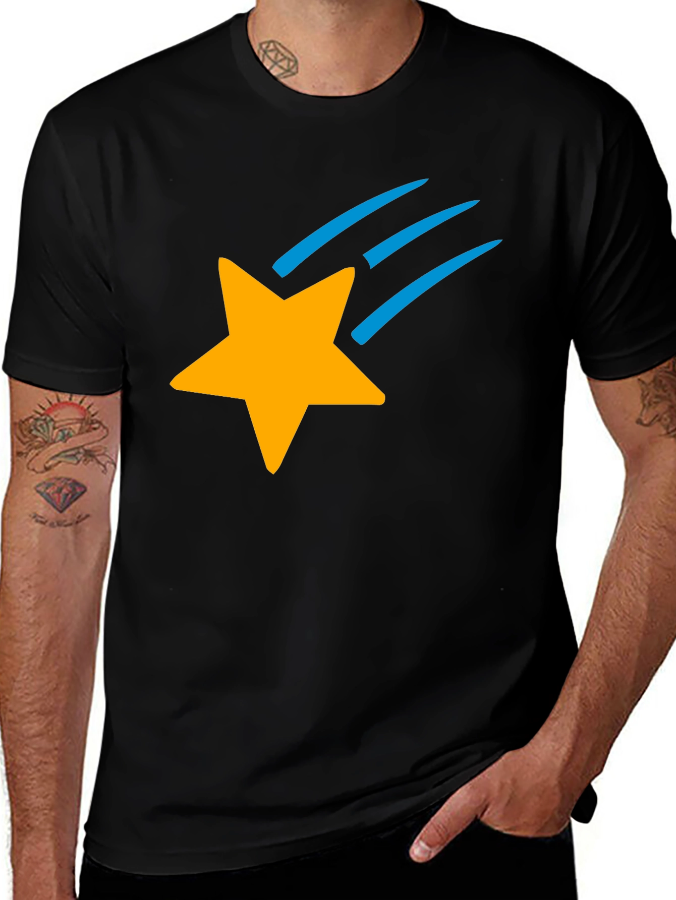 Variant 13 of Shooting Star Graphic T-Shirt - Casual Black Tee