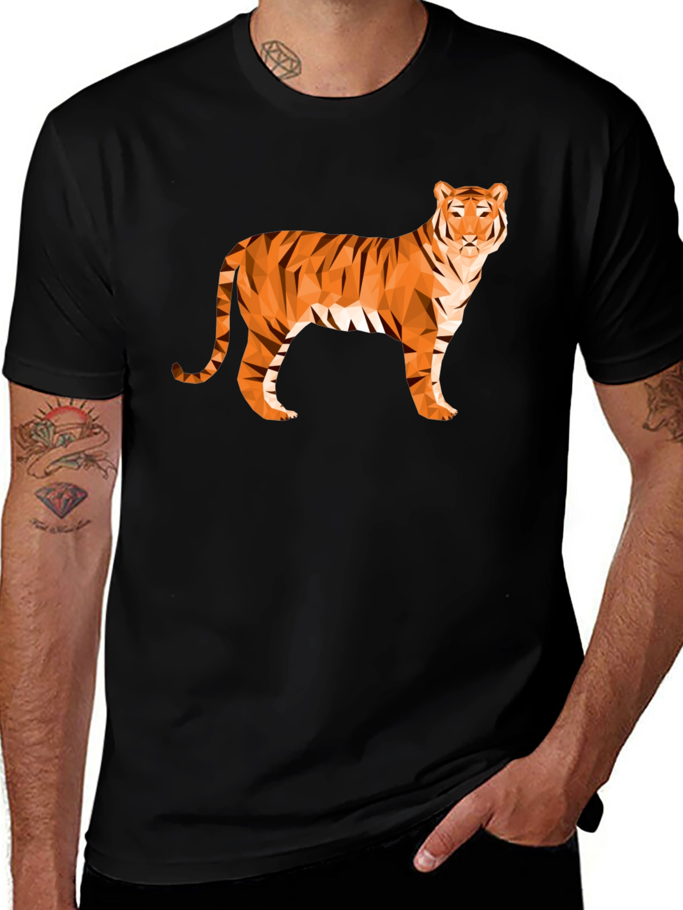 Variant 21 of Geometric Tiger Graphic T-Shirt