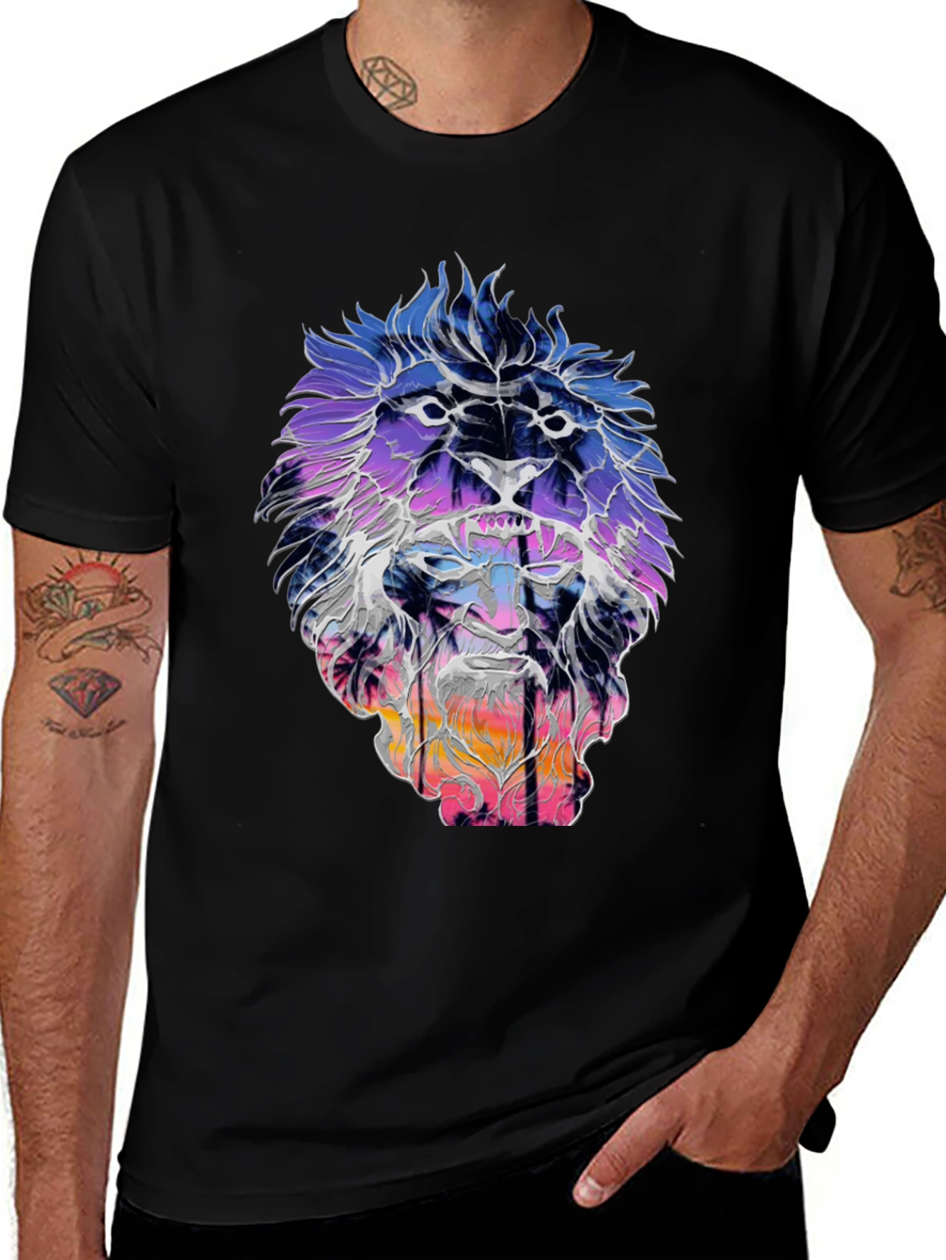 Variant 15 of Lion Sunset Graphic Tee - Unique Design