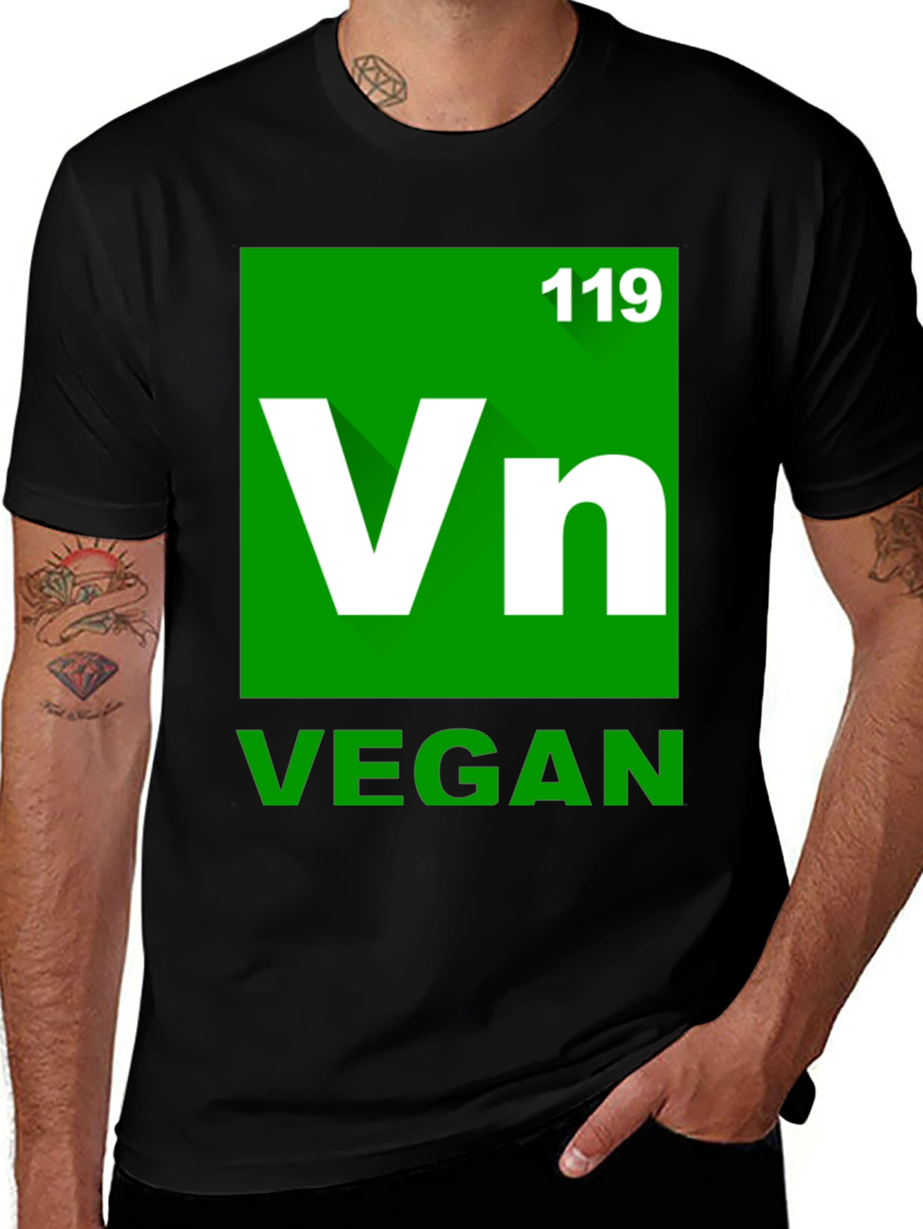 Variant 12 of Vegan Periodic Table Style Black T-Shirt